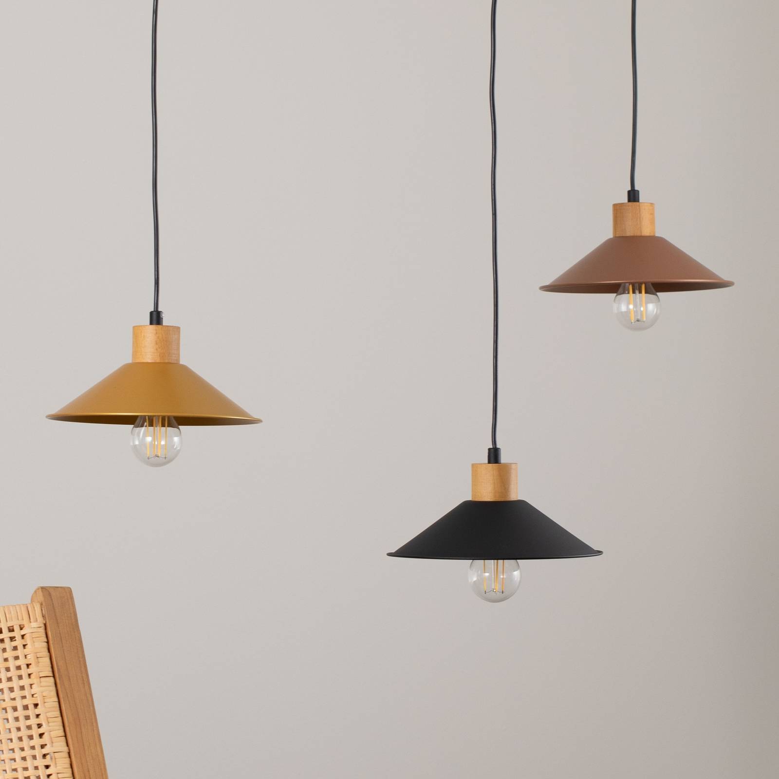 Lampa żyrandol Manavgat N-554 3-punktowa złoty/czarny/miedziany