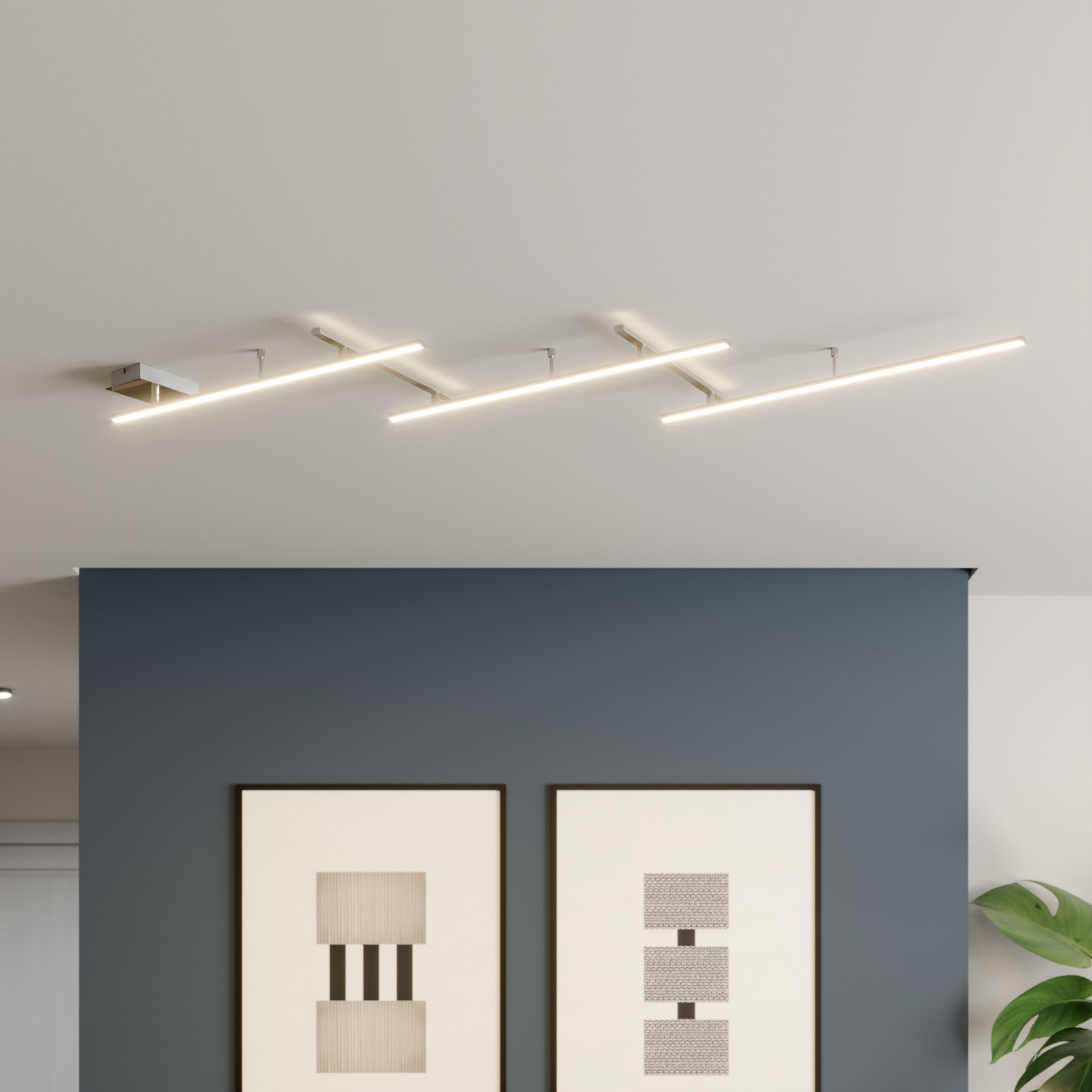 Trio Lighting Plachetă plafonieră LED Indira dimabilă nichel - Camera de zi / sufragerie - Modern - nichel mat alb - Metal