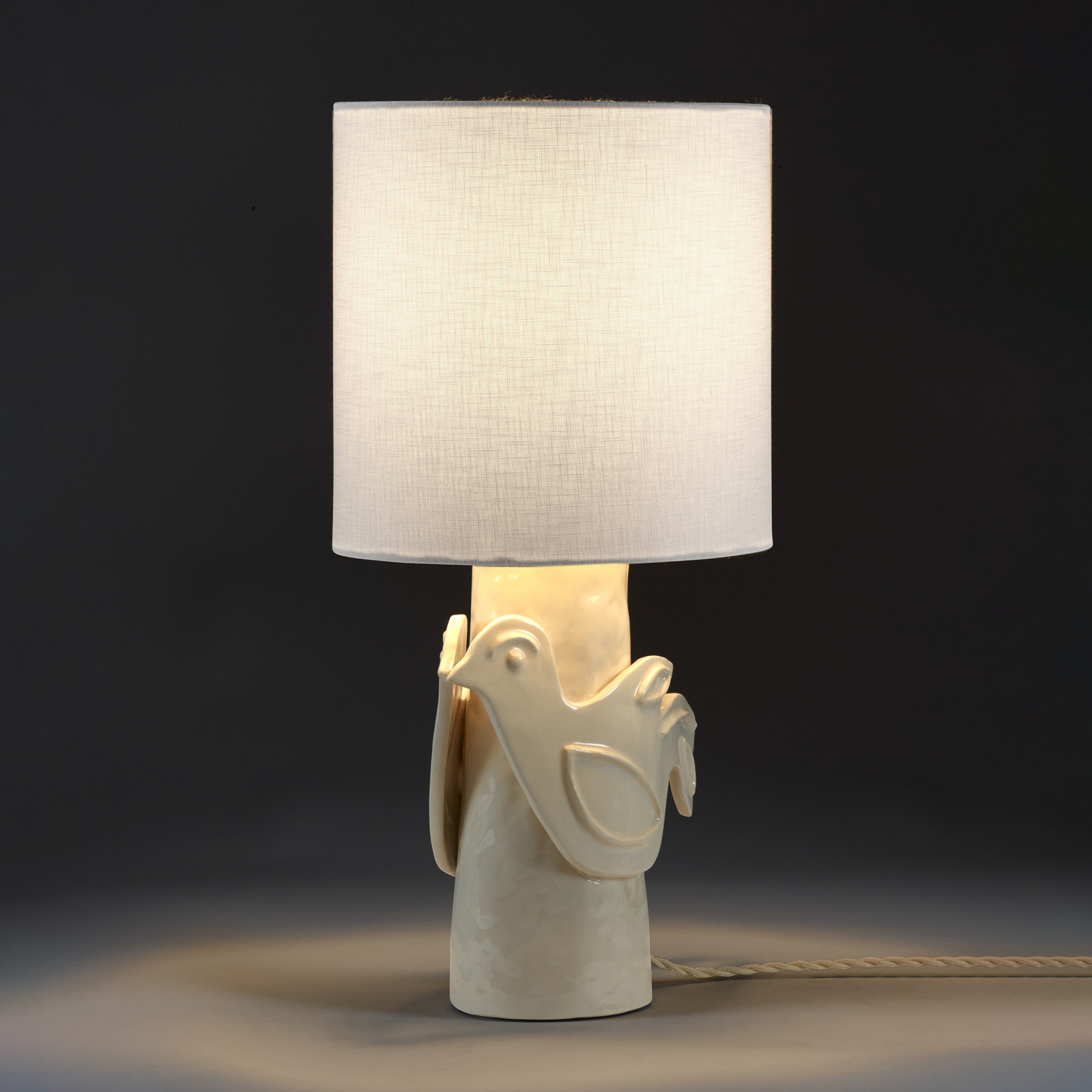 WHITE PALOMA bordlampe, hvid, stentøj, højde 52 cm, E27 – Serax