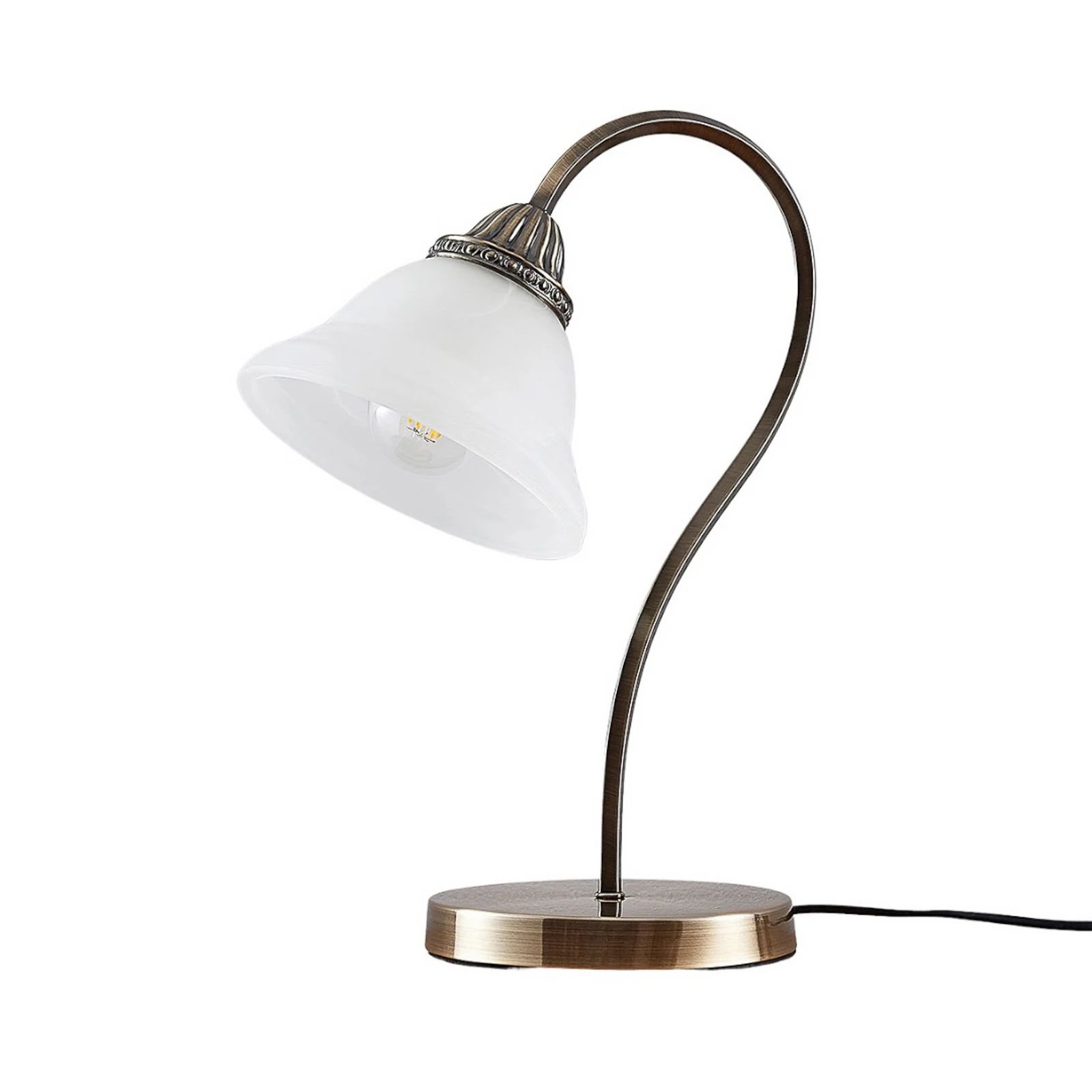 Lindby Mialina tafellamp, 42 cm, wit, glas, metaal