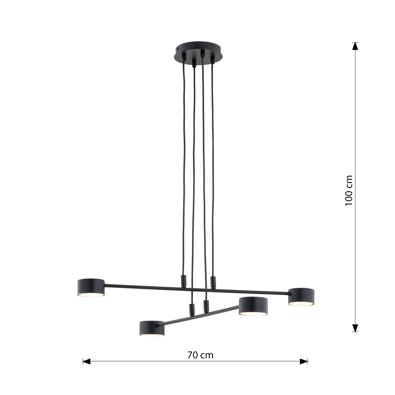 Modus 4 pendant light, steel, 4-bulb, GX 53, black