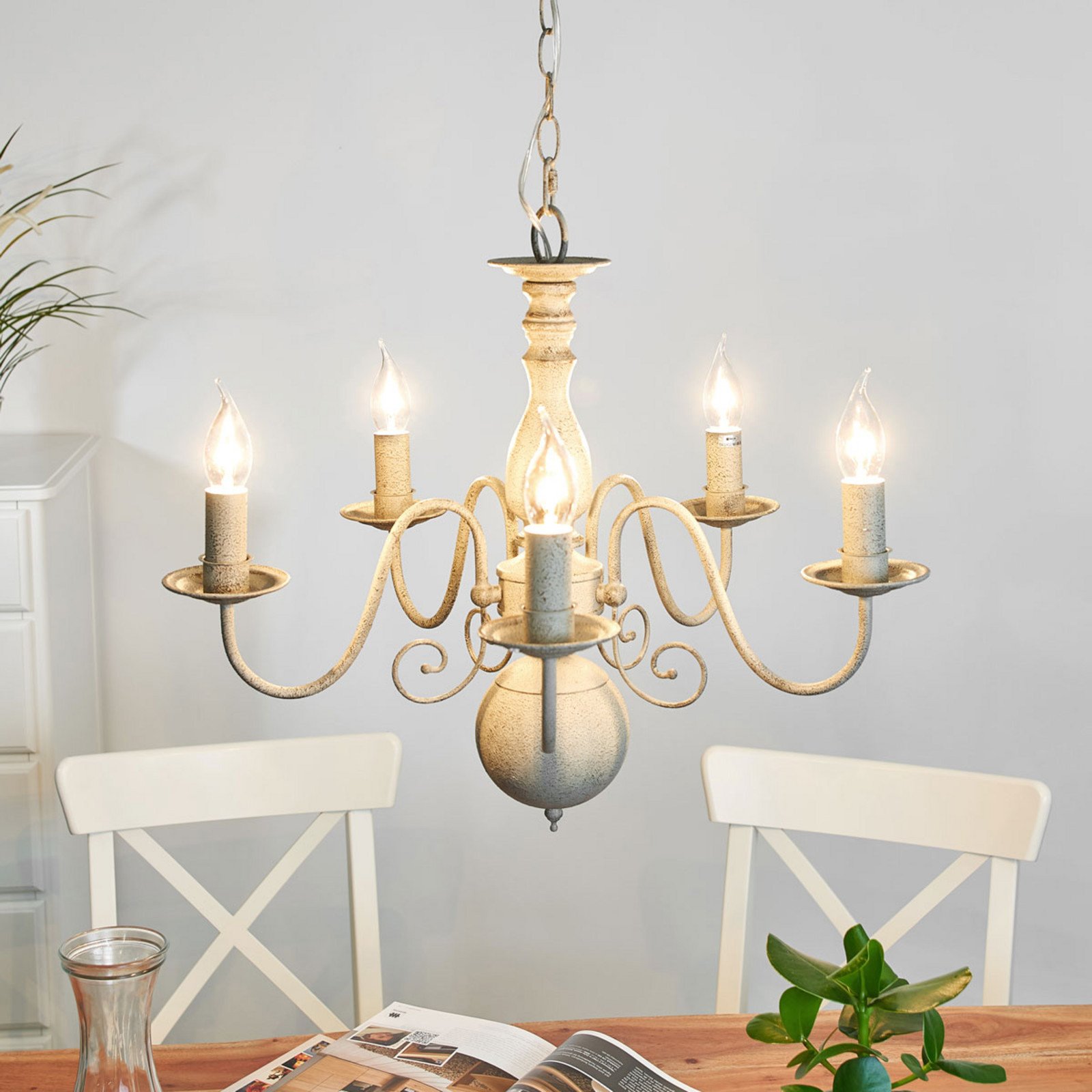 Searchlight Candelabru Greythorne - 5 becuri - Camera de zi / sufragerie - Casă de țară / Rustic - gri - Metal