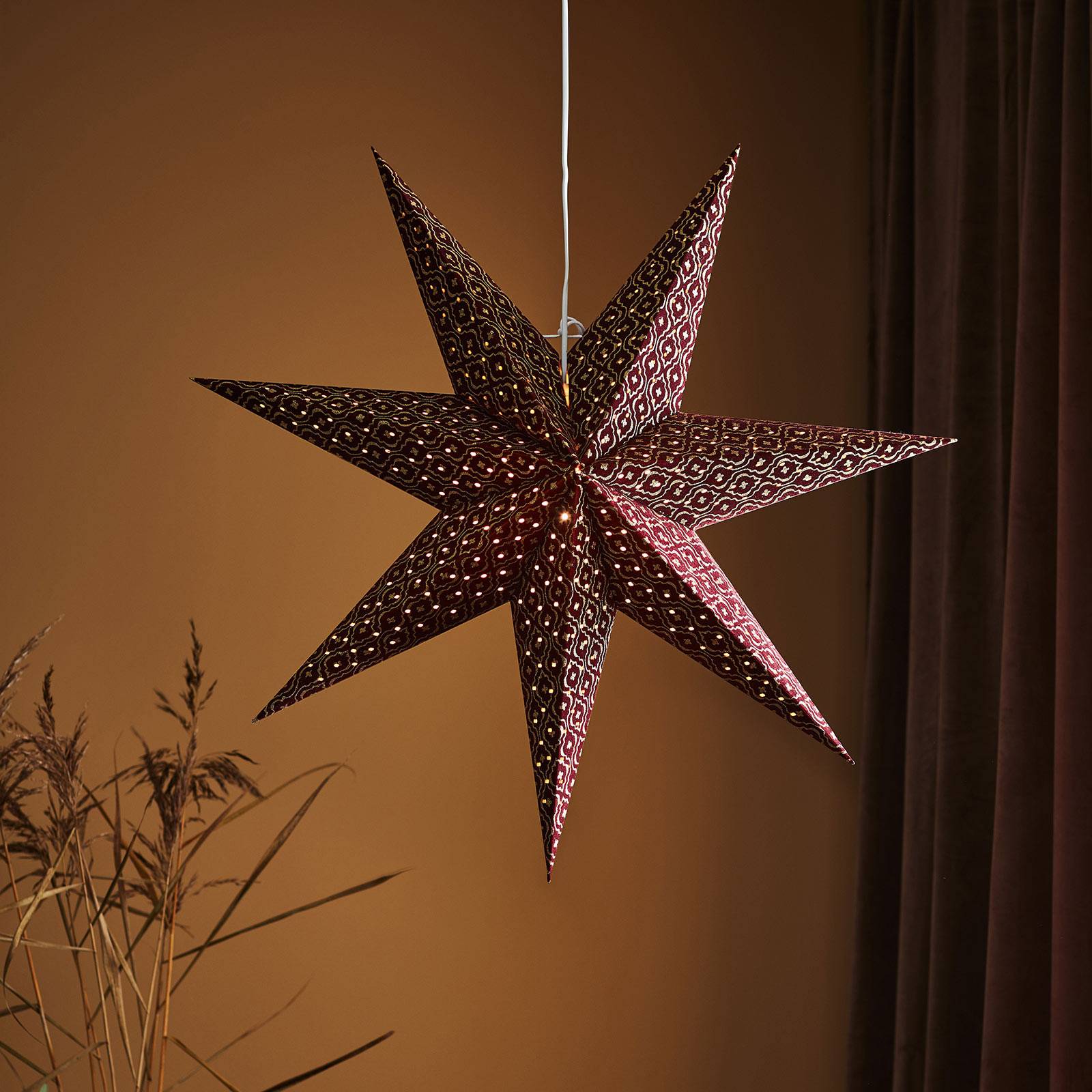 Dekoračná hviezda Baroque zavesenie Ø 75cm bordová