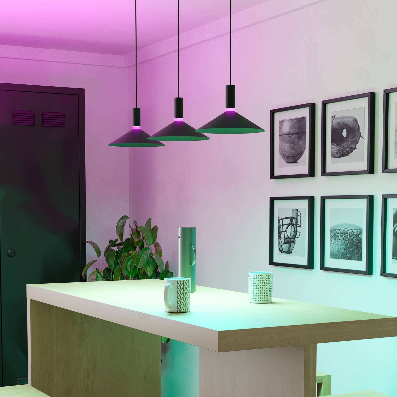 Inteligentny żyrandol Conomavilla-Z, czarny 92 cm 3-punktowy CCT RGB