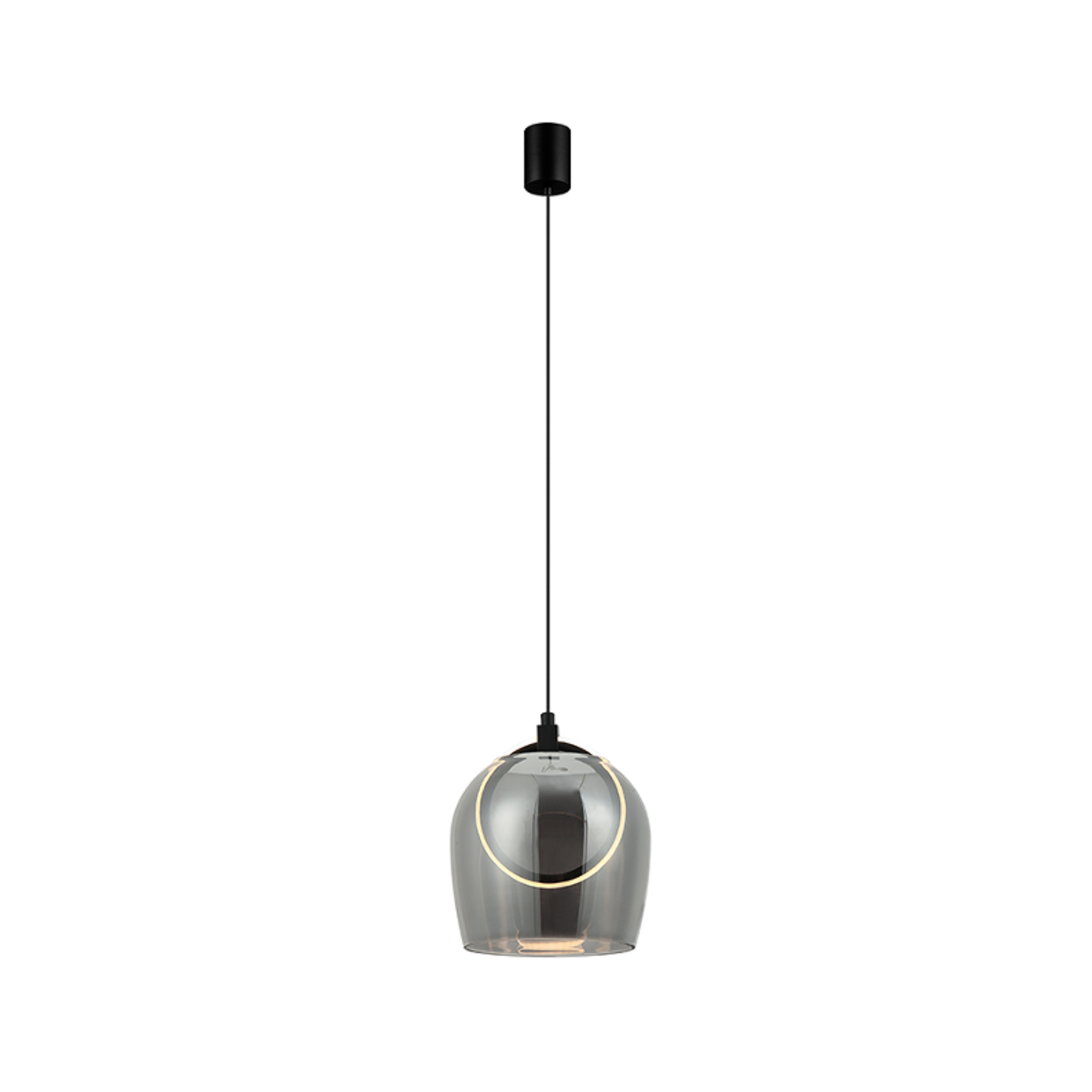 LED pendant light 23078, smoke grey, 1-bulb, glass, Ø 20 cm