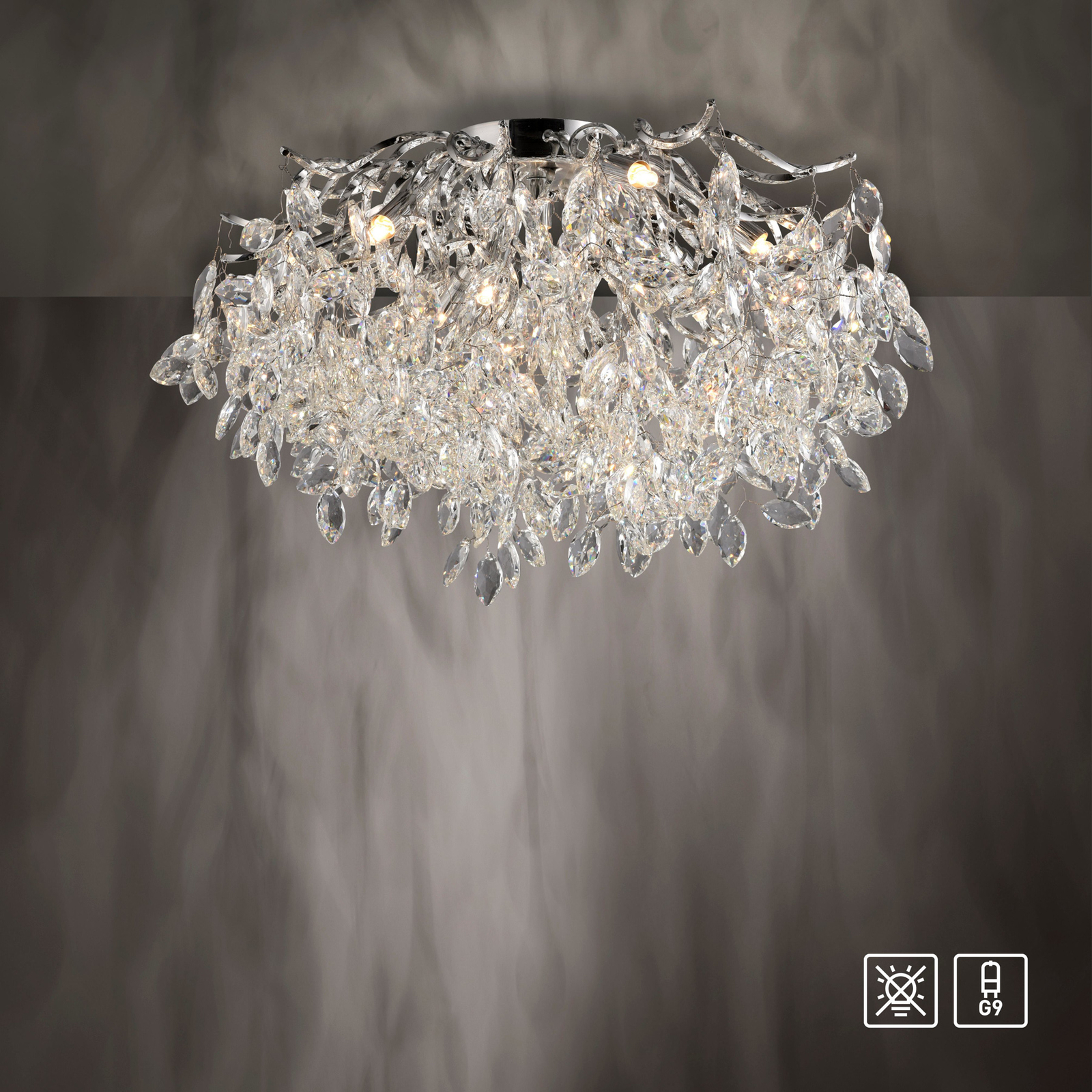 Paul Neuhaus Ricicle ceiling light, crystal pendant, Ø 60 cm