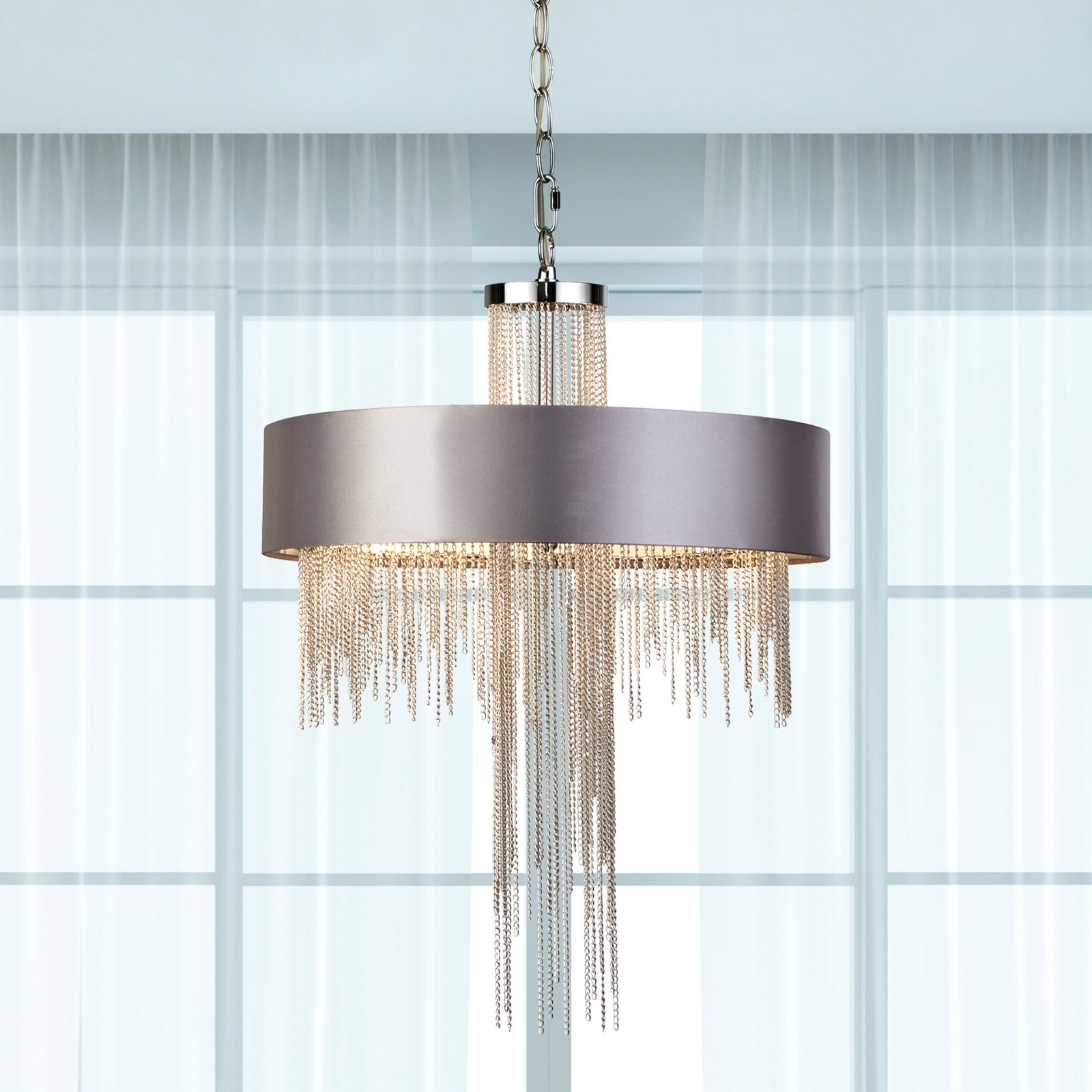 Alina pendant light, grey, metal, Ø 40 cm, E14