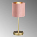 Lámpara de mesa Aura, pie oro, pantalla rosé/oro