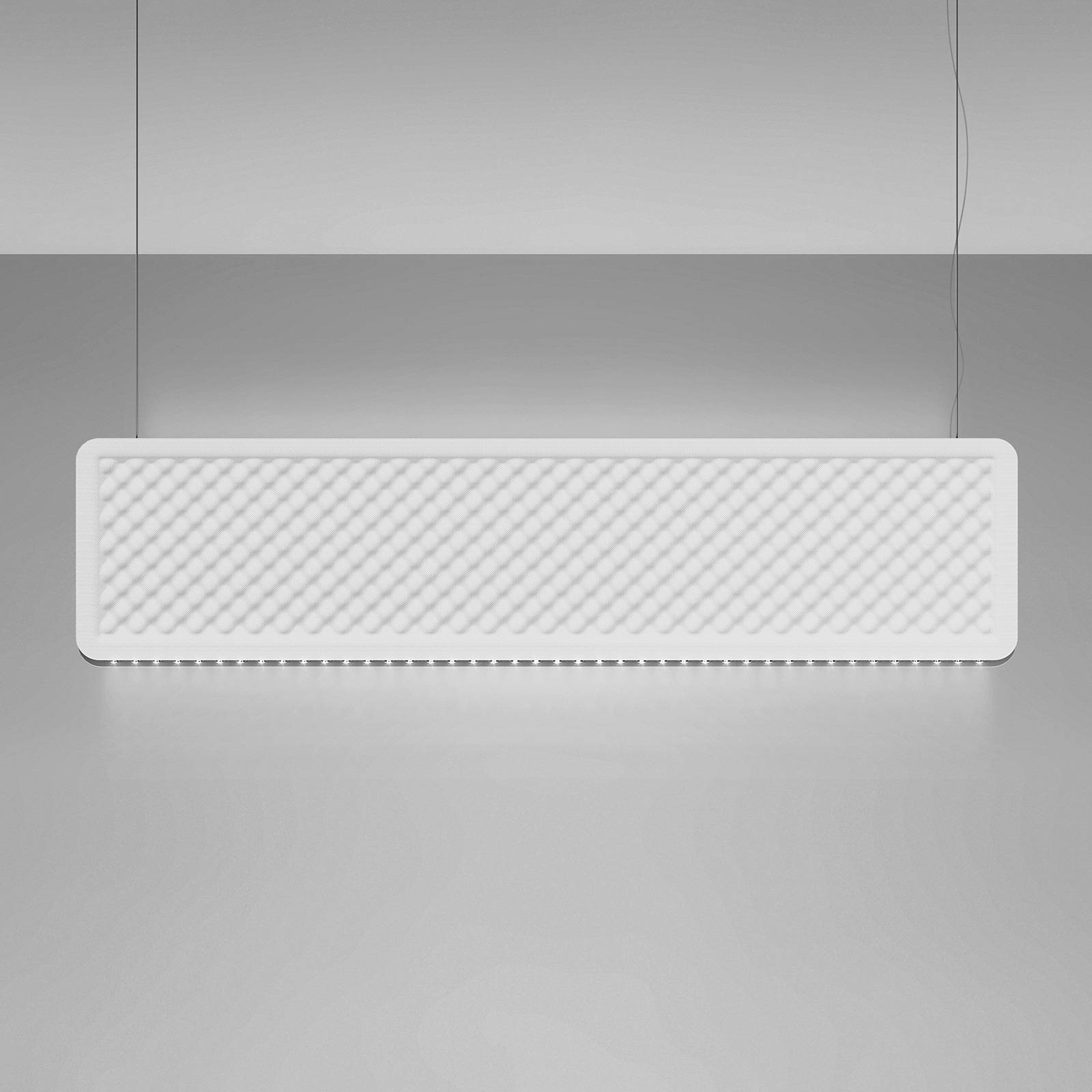 Artemide Eggboard Baffle up/down 160cm 3000K white, for Workroom / Office, recycled polyester, 61 W, L: 159.5 cm, W: 8.5 cm, H: 36 cm