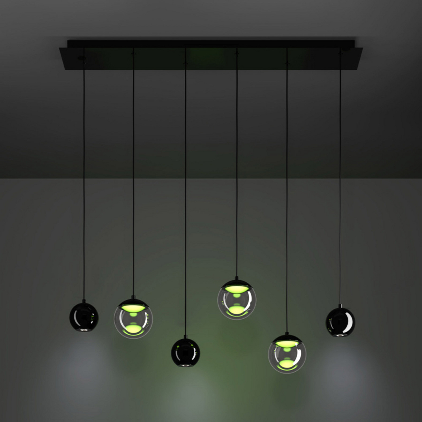 Lampada LED a sospensione Stars of Light ANORIAS, nera, 100 cm, a 6 luci Lampada LED a sospensione Stars of Light ANORIAS, nera, 100 cm, a 6 luci
