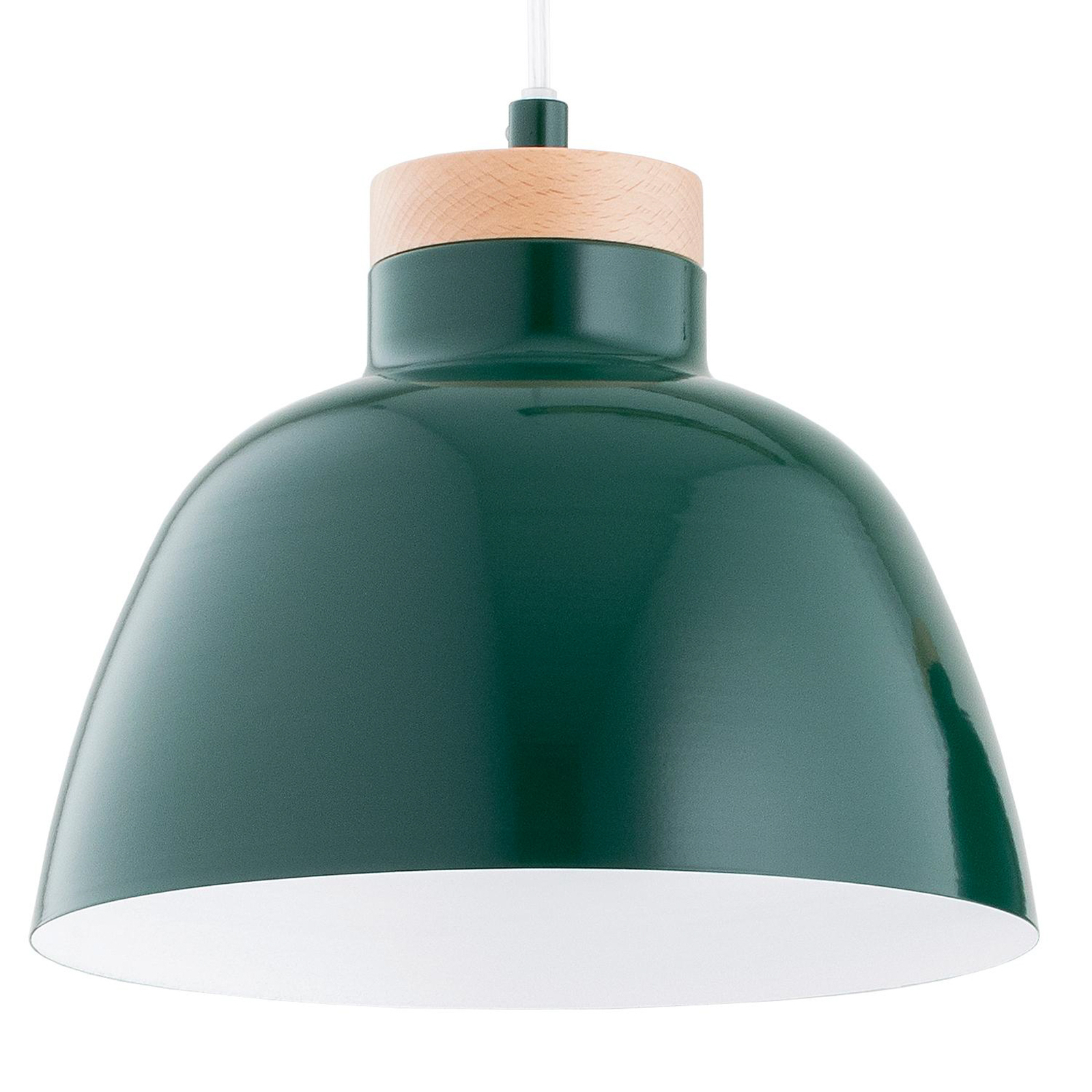 Lorien pendant light, dark green, 3-bulb, metal, wood