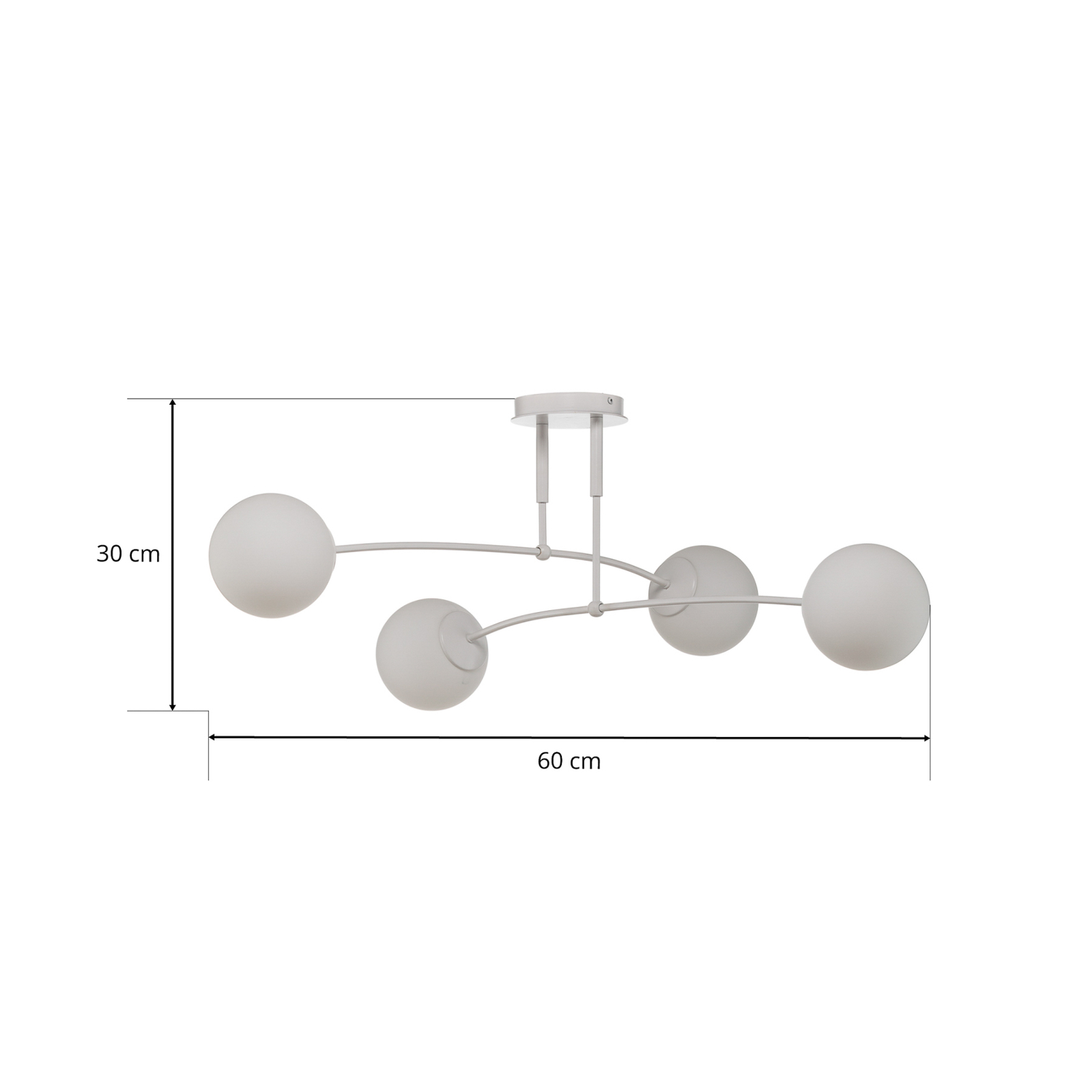 Taklampa Pregos 4, 4 lampor, vit