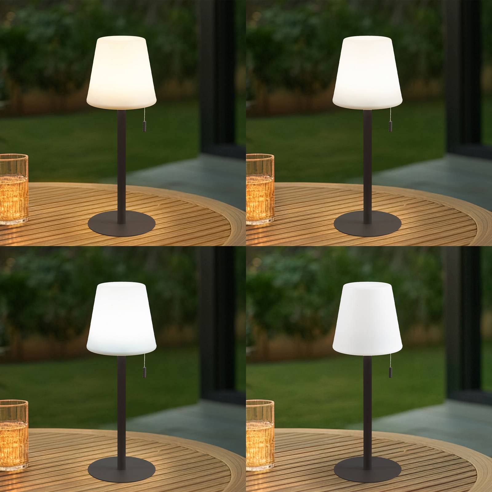 Lampa akumulatorowa LED Azalea, biały/brązowy, 45 cm, CCT, IP44