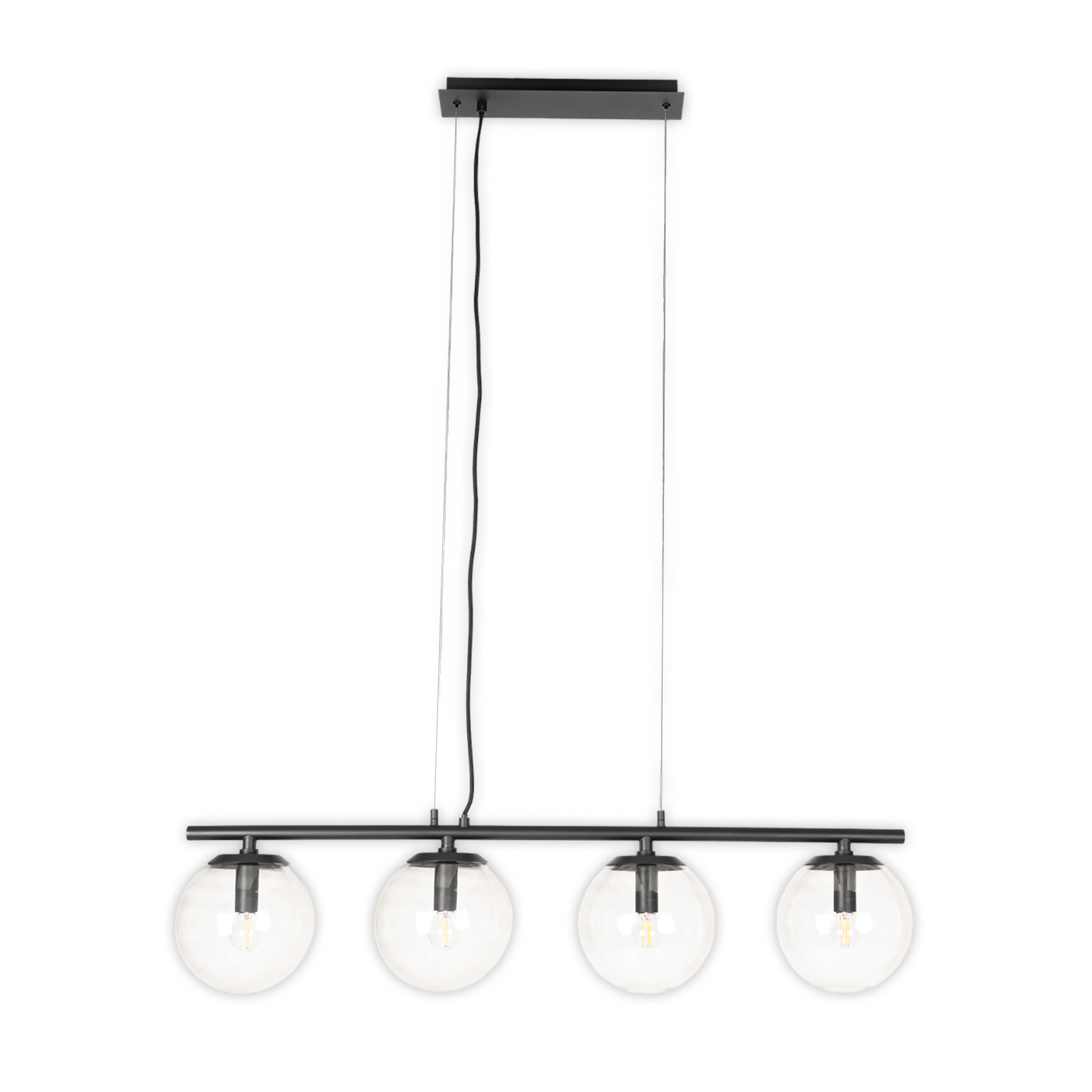 Lucande Sotiana hängande lampa, 4 glasglober, svart