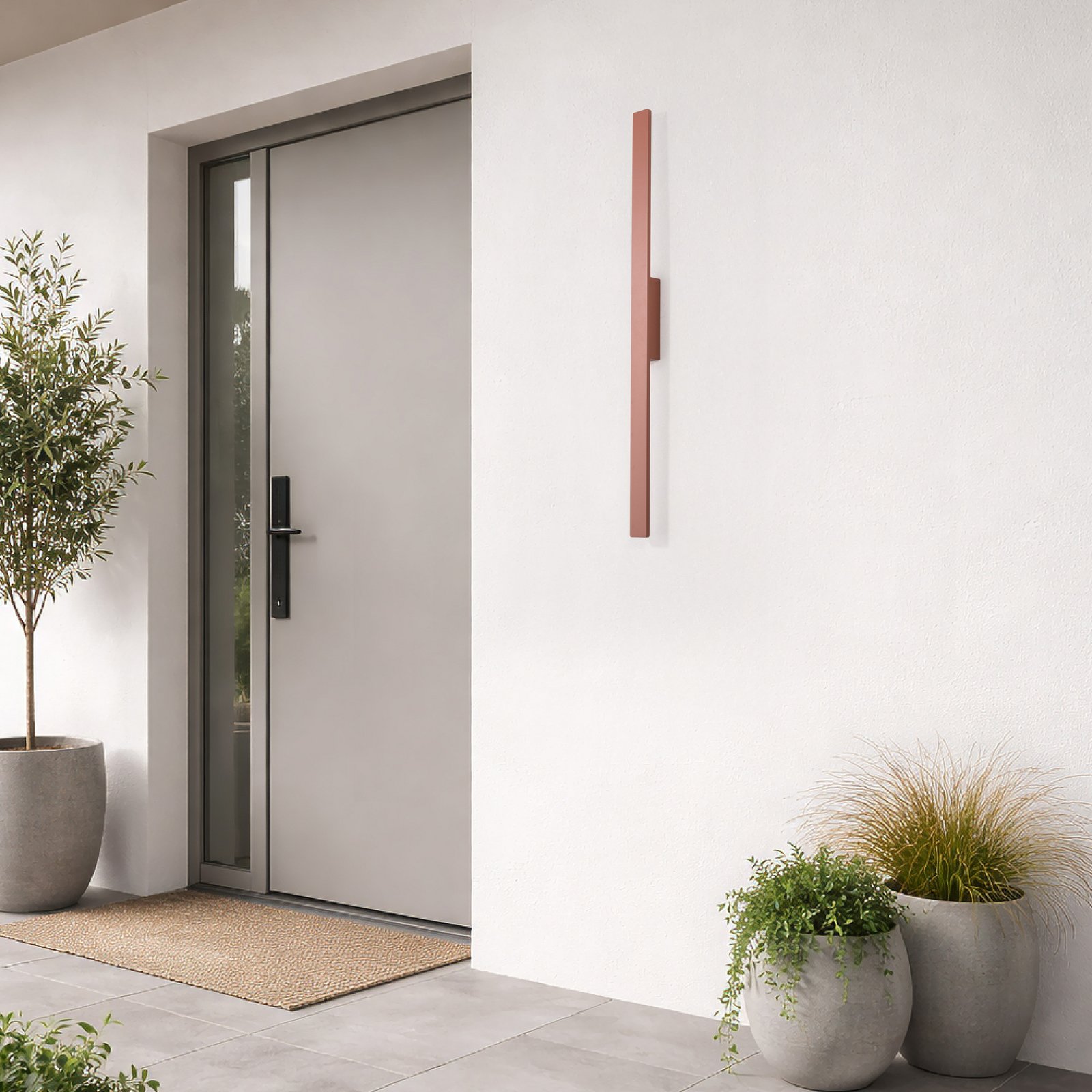 LED-vegglampe Demi M, teglrød, aluminium, høyde 100 cm, IP54