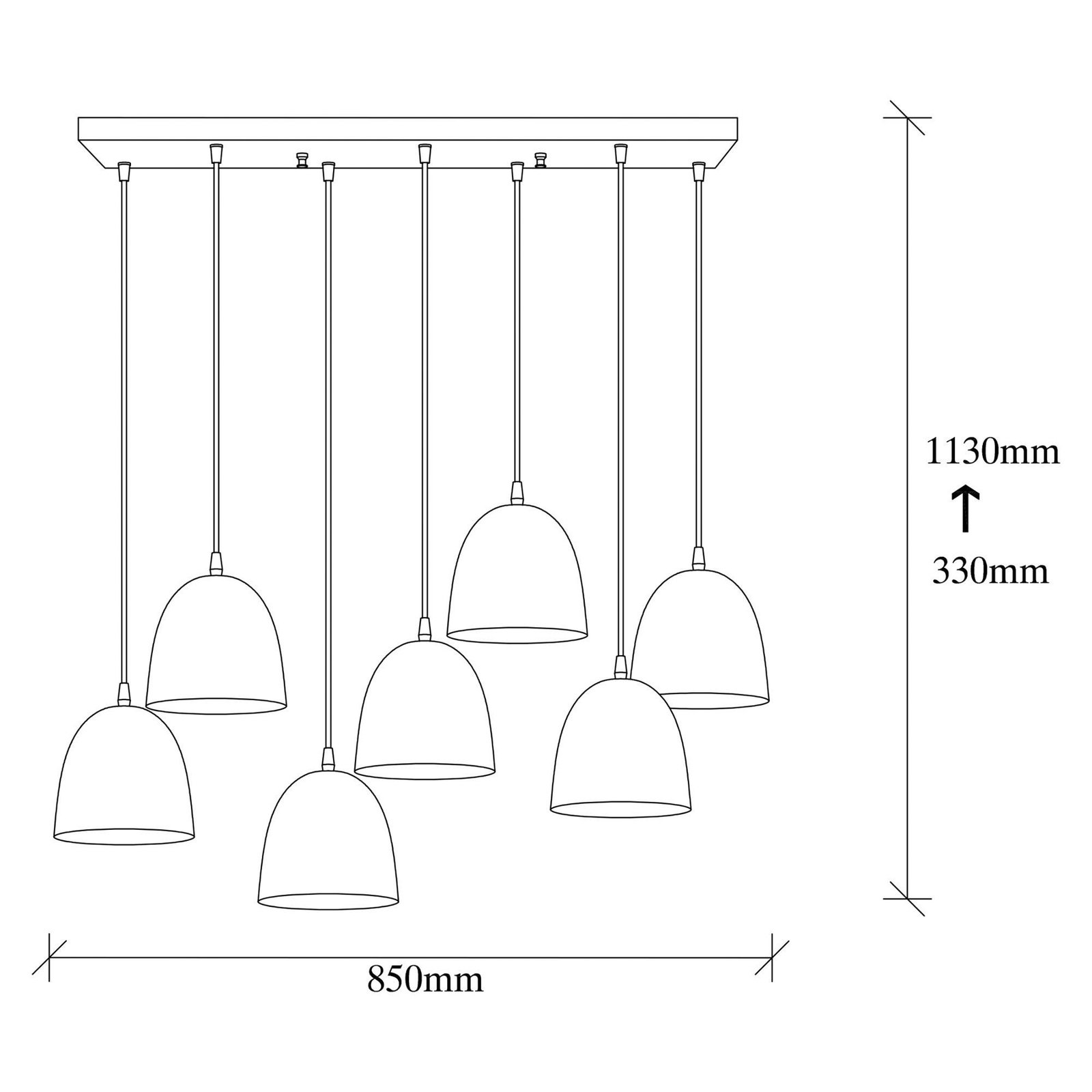 Suspension Tattoo 6183, doré, métal, à 7 lampes