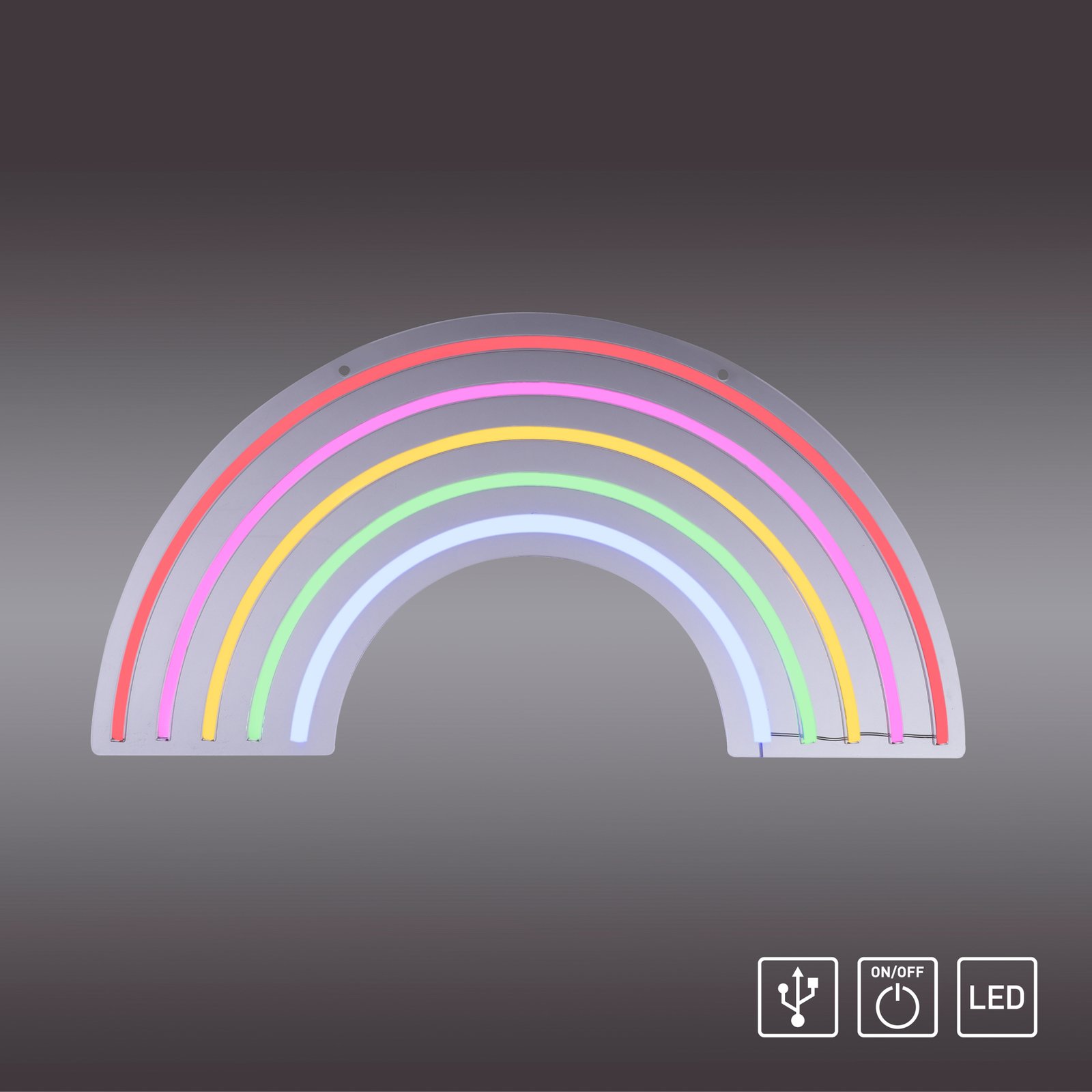 LED-seinävalaisin Neon Rainbow, USB
