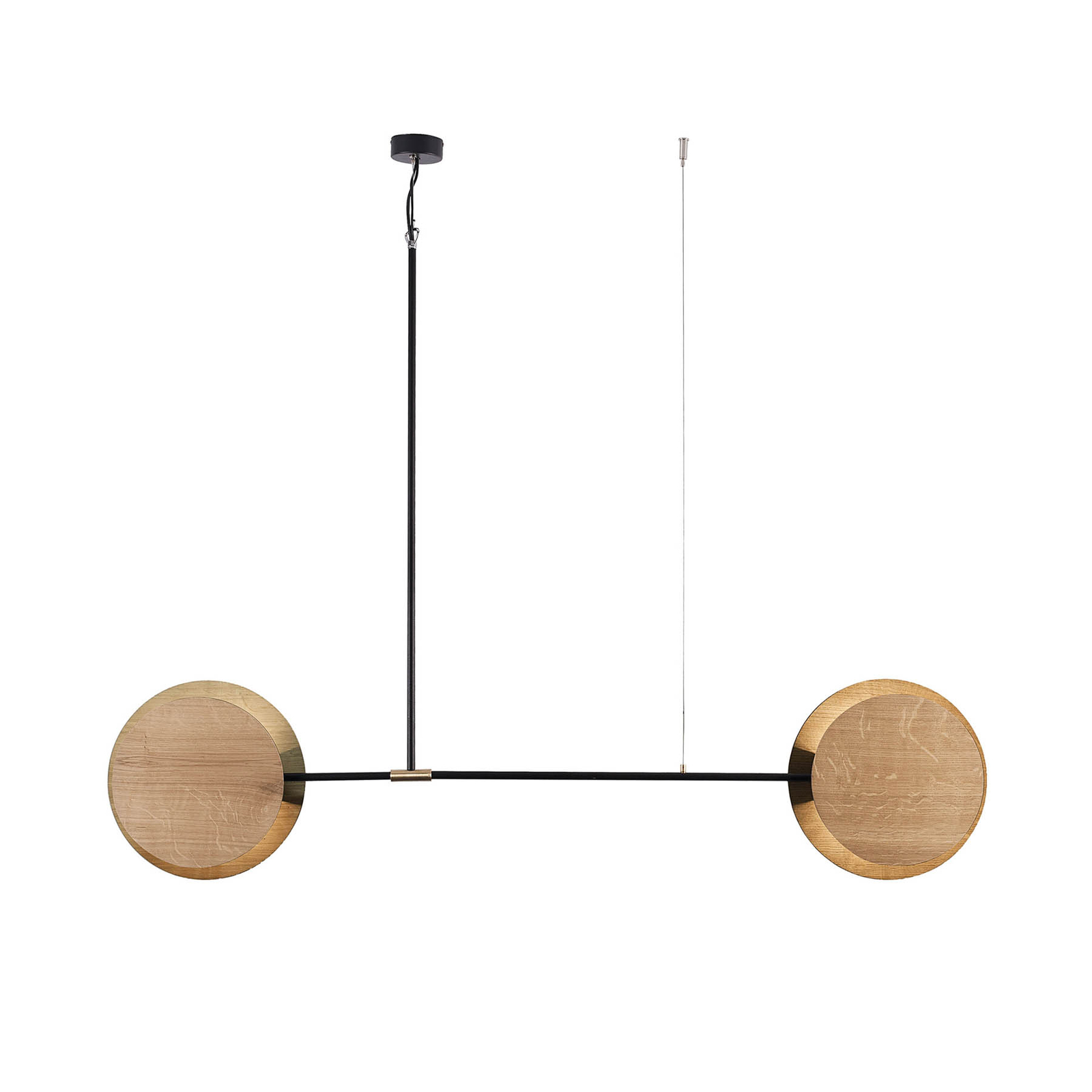 Suspension Minimal en chêne, à deux lampes