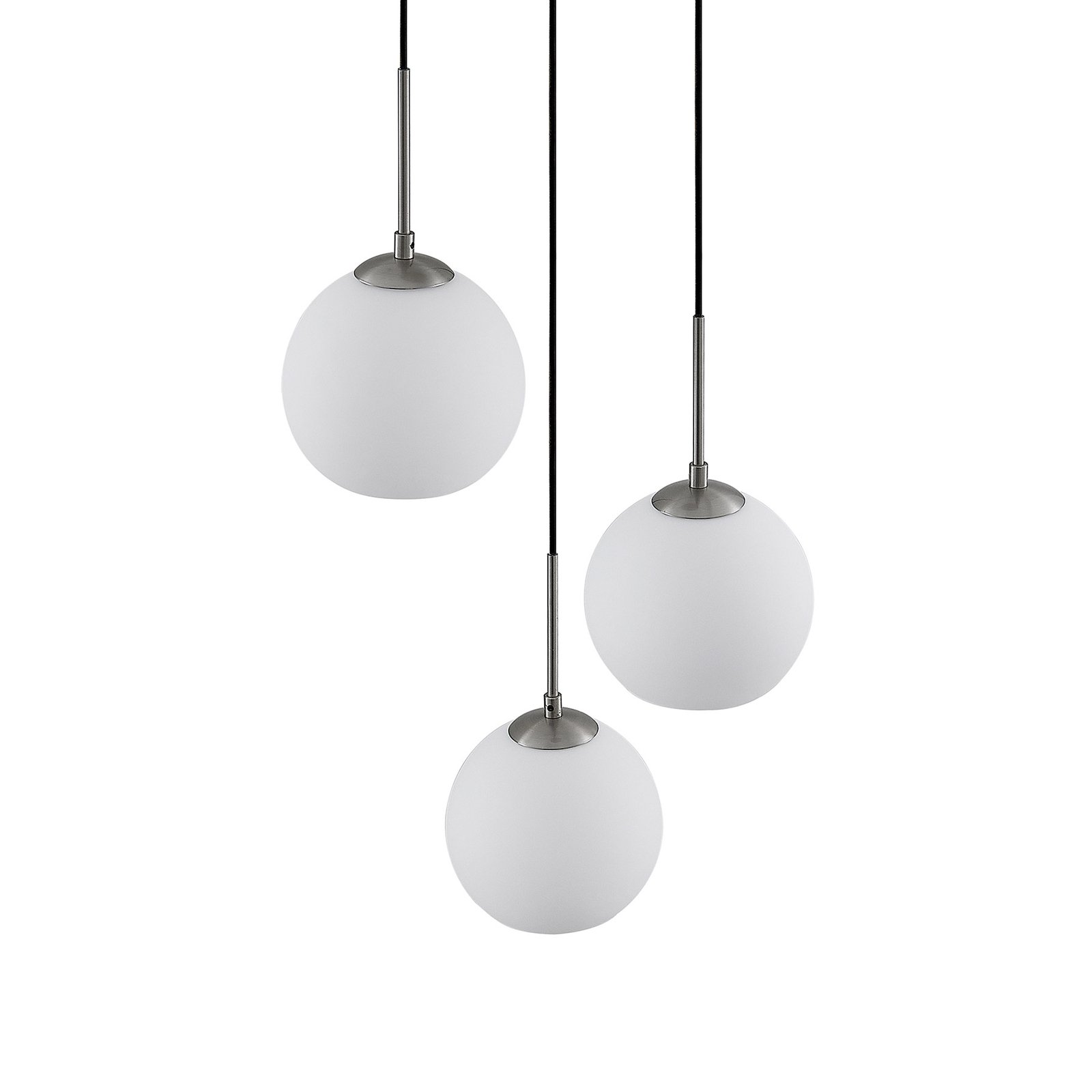 Lindby Jurian hanglamp opaal nikkel 3-lamps