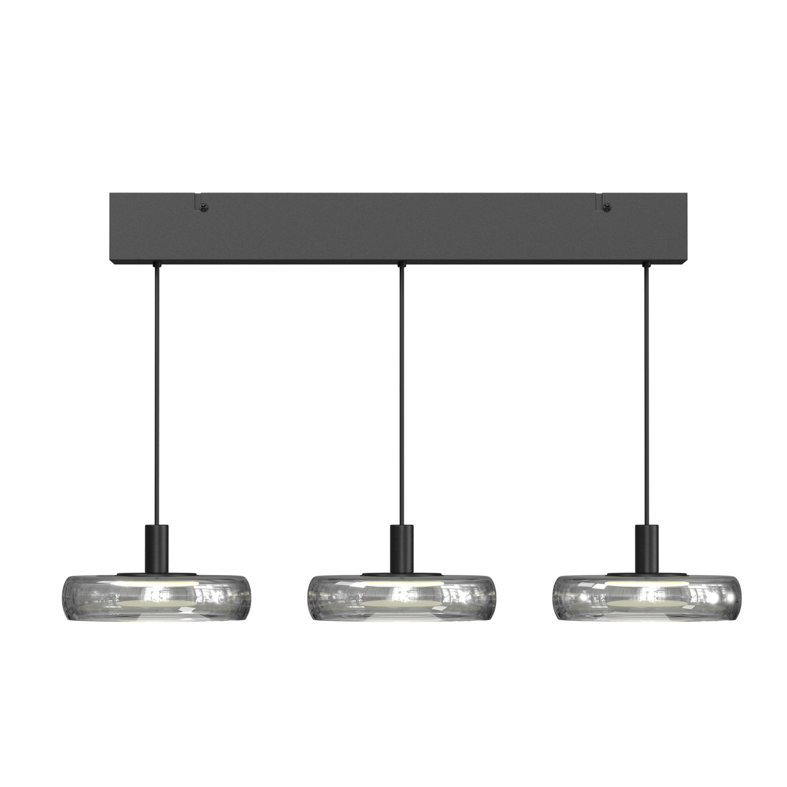 LED viseća svjetiljka FLOAT, siva/crna, 3 svjetla, 68 cm, staklo/metal LED viseća svjetiljka FLOAT, siva/crna, 3 svjetla, 68 cm, staklo/metal