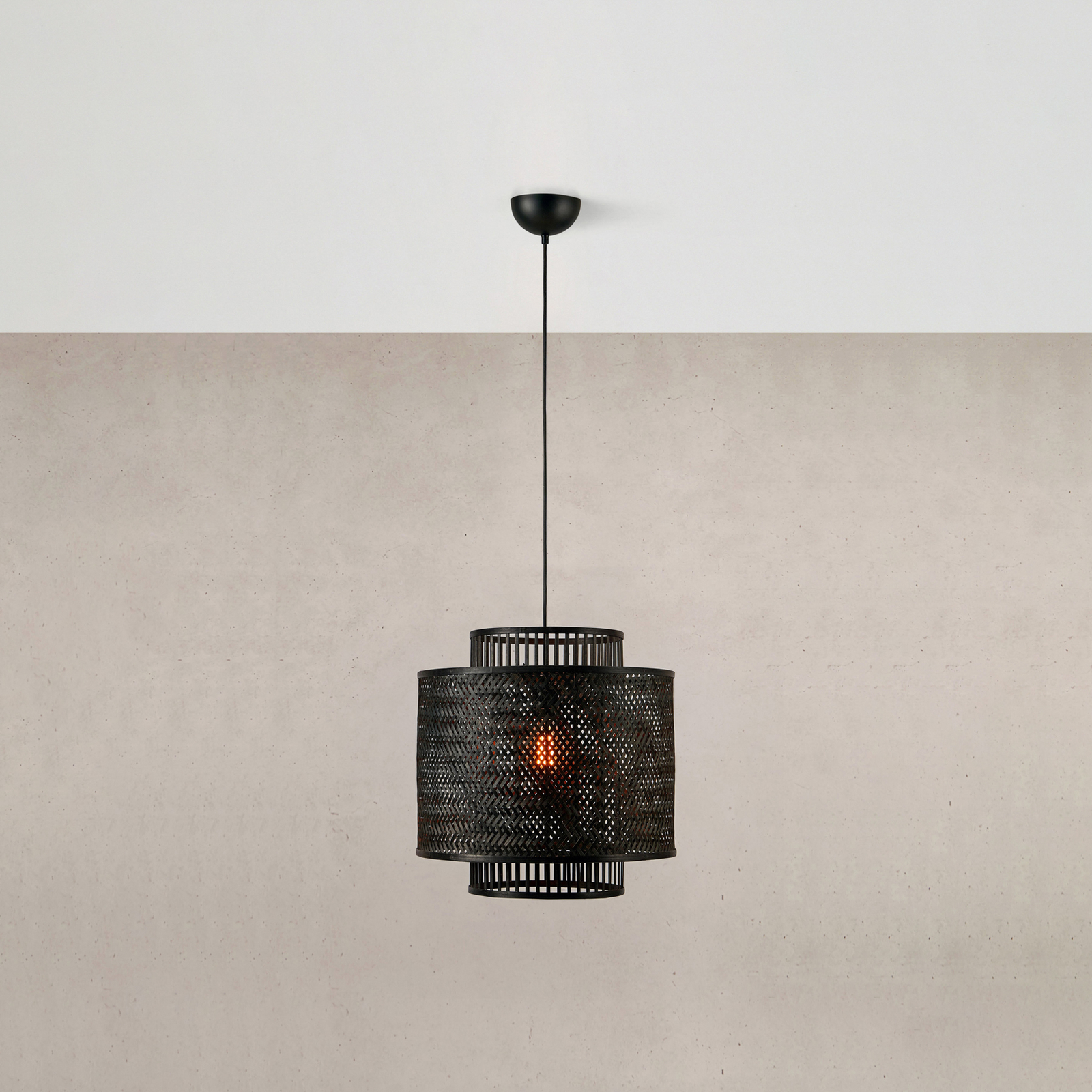 Hanglamp Strati van bamboe, zwart