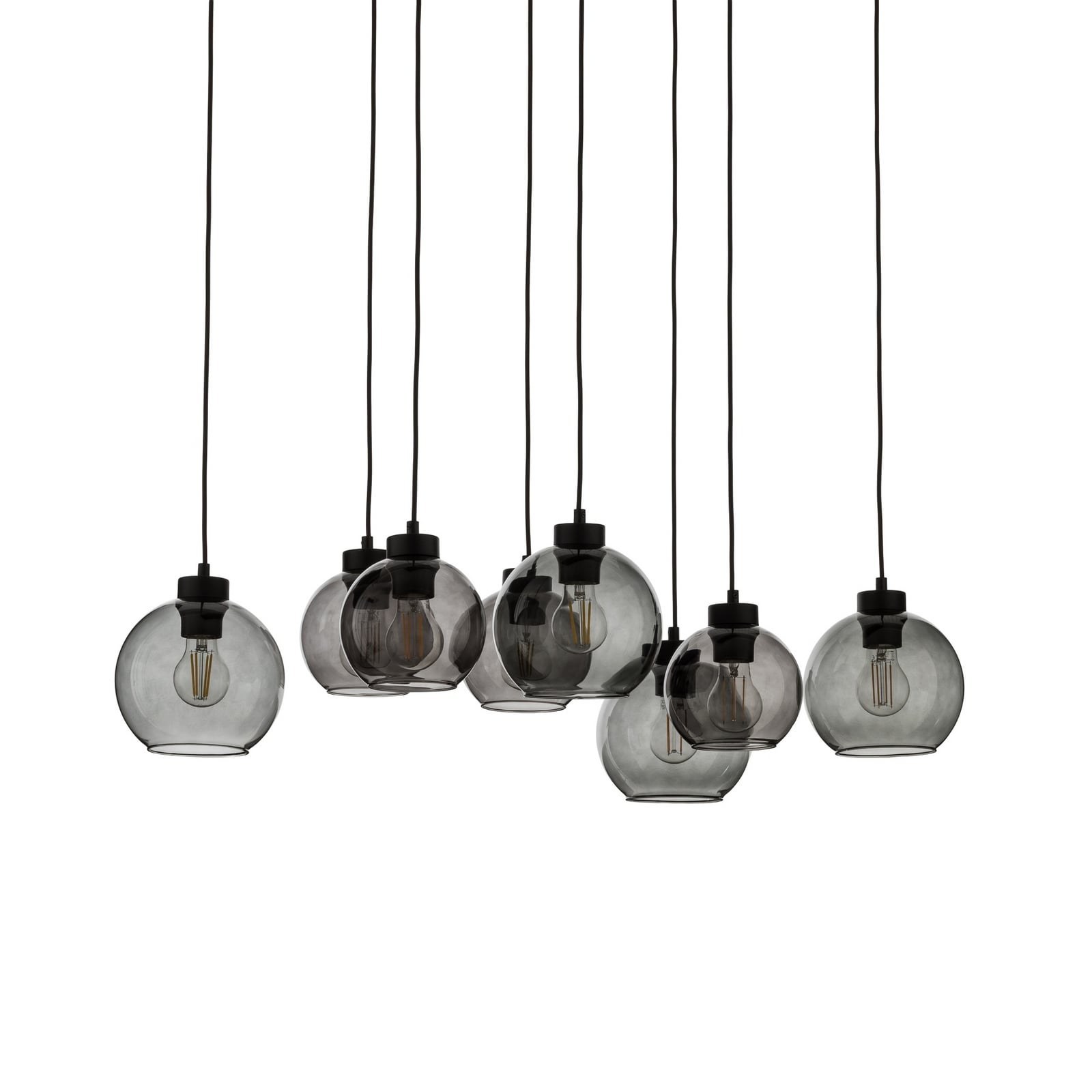 Hängeleuchte Cubus, 95 cm lang, 8-flammig, rauchgrau, Glas Hängeleuchte Cubus, 95 cm lang, 8-flammig, rauchgrau, Glas