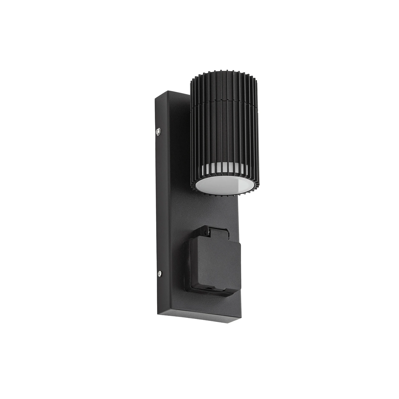Candeeiro de parede exterior Lindby Enerio, preto, tomada, GU10, IP44
