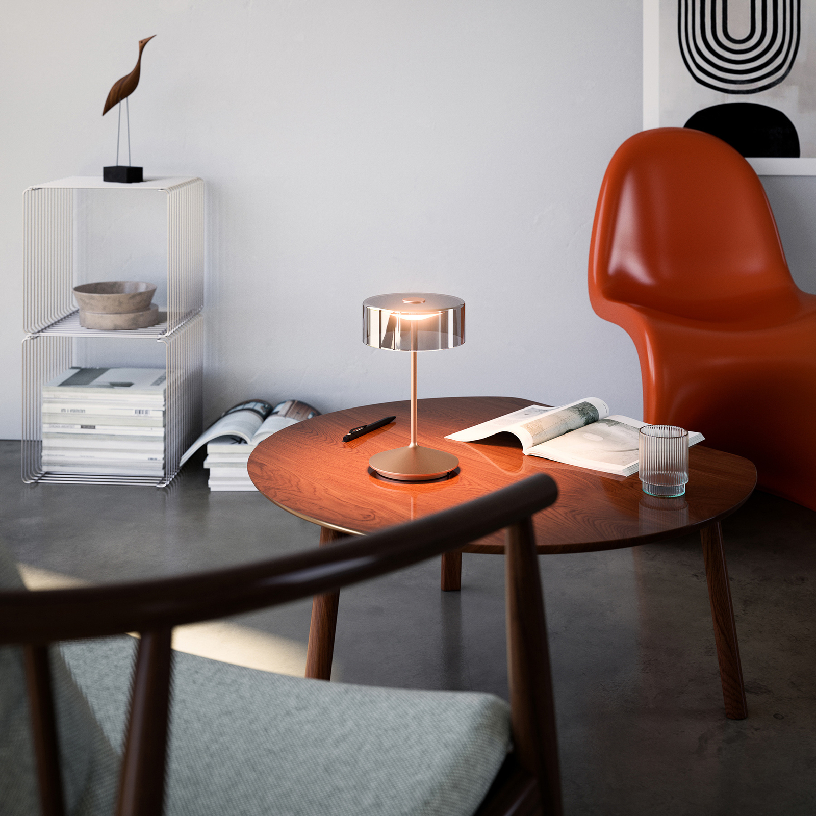 Candeeiro de mesa recarregável Numotion LED, IP54, cor de bronze