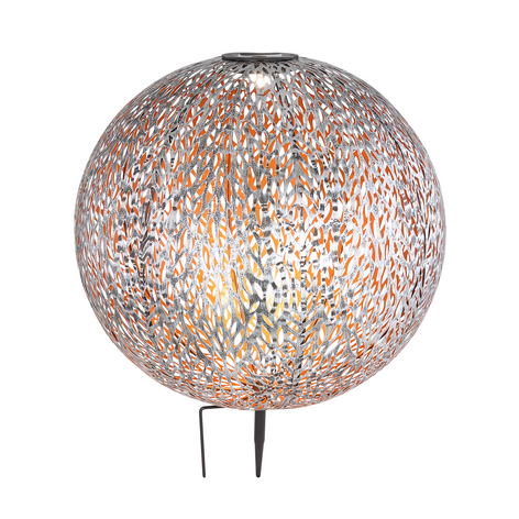 Solar-Dekokugel 33627, Erdspieß Ø 40cm, silbergrau