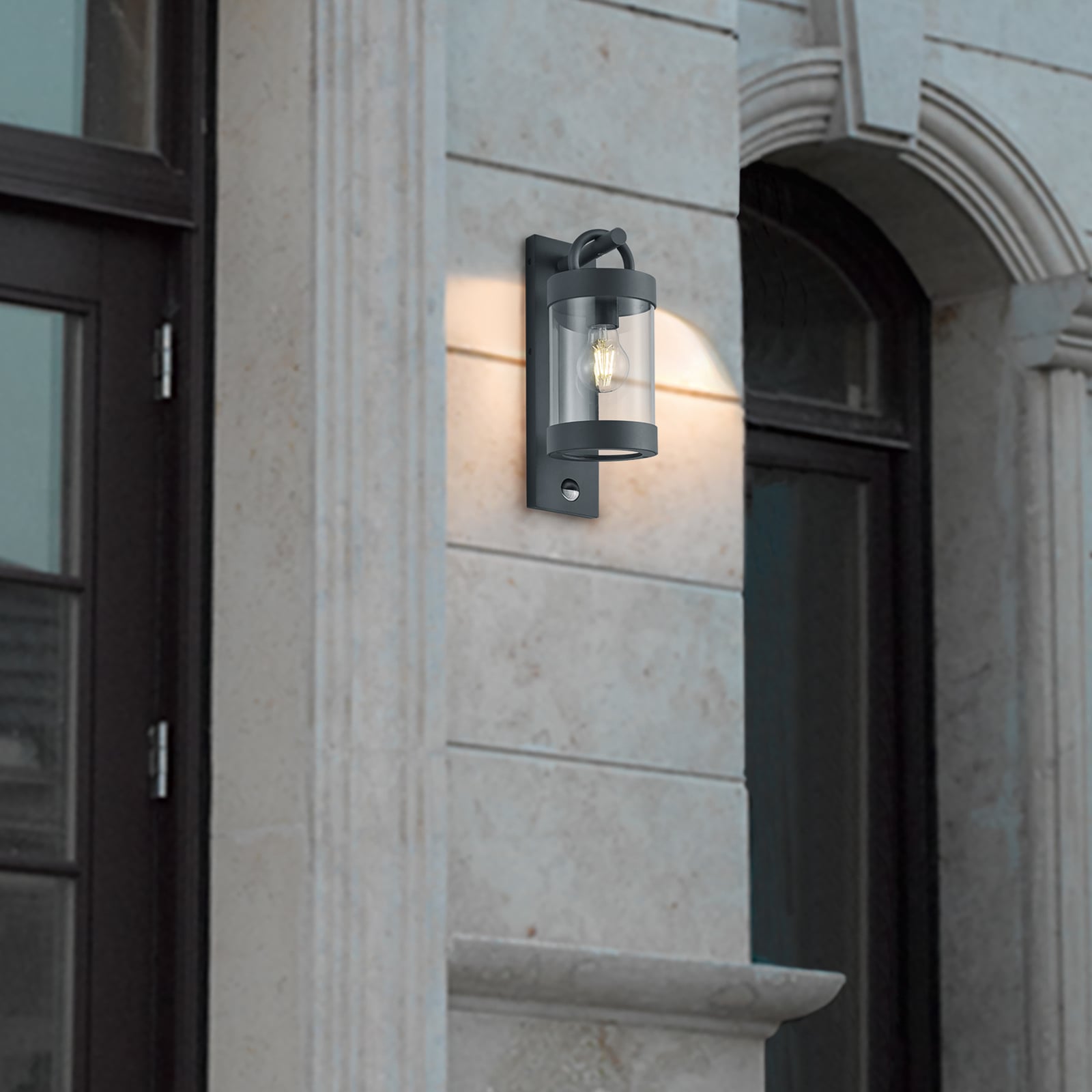 Applique d'extérieur Sambesi détecteur anthracite