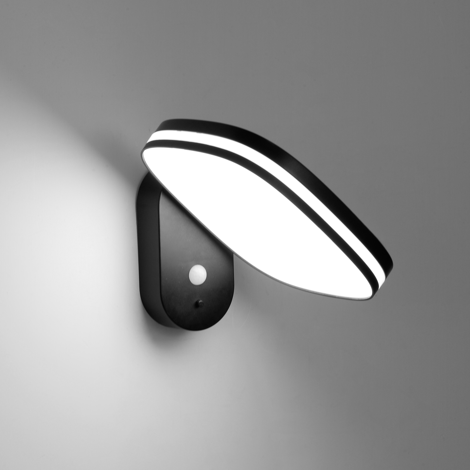 LED genopladelig solcelle-væglampe Chicago, sort, sensor