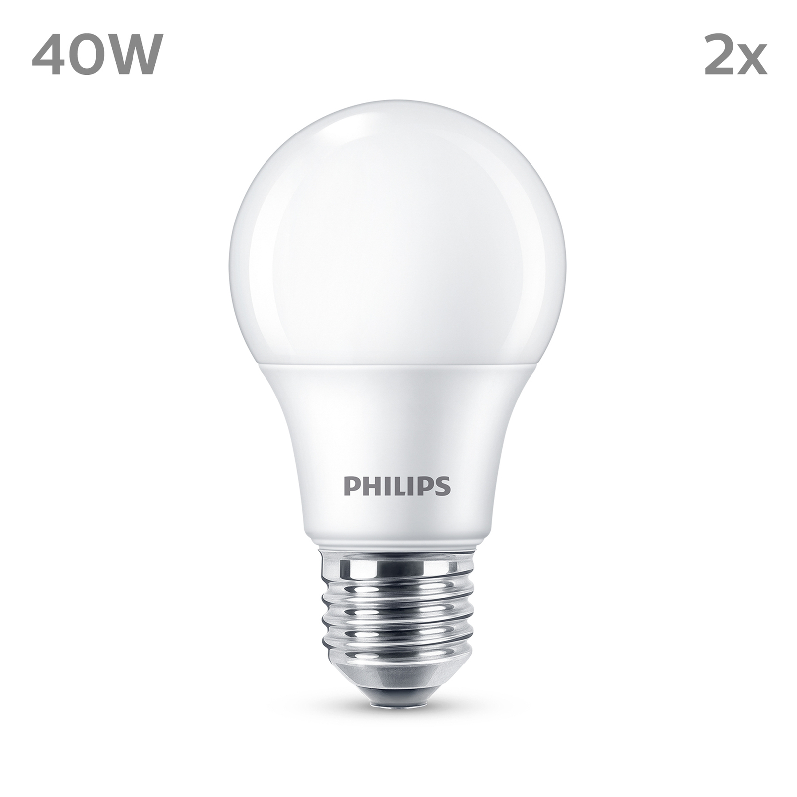 Philips LED-pære E27, 4,9W 470lm 2 700 K matt 2stk