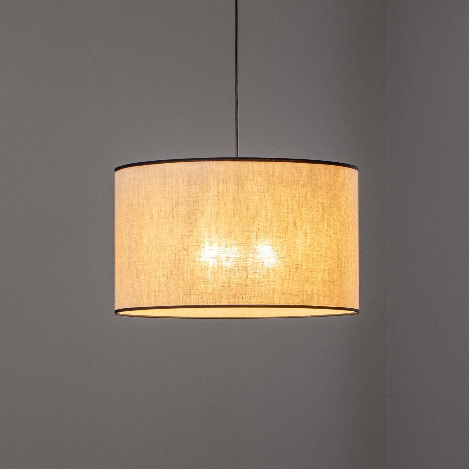 Euluna lampă suspendată Ramka Ø 50 cm - Camera de zi / sufragerie - Modern - bej negru - Țesătură / Textil