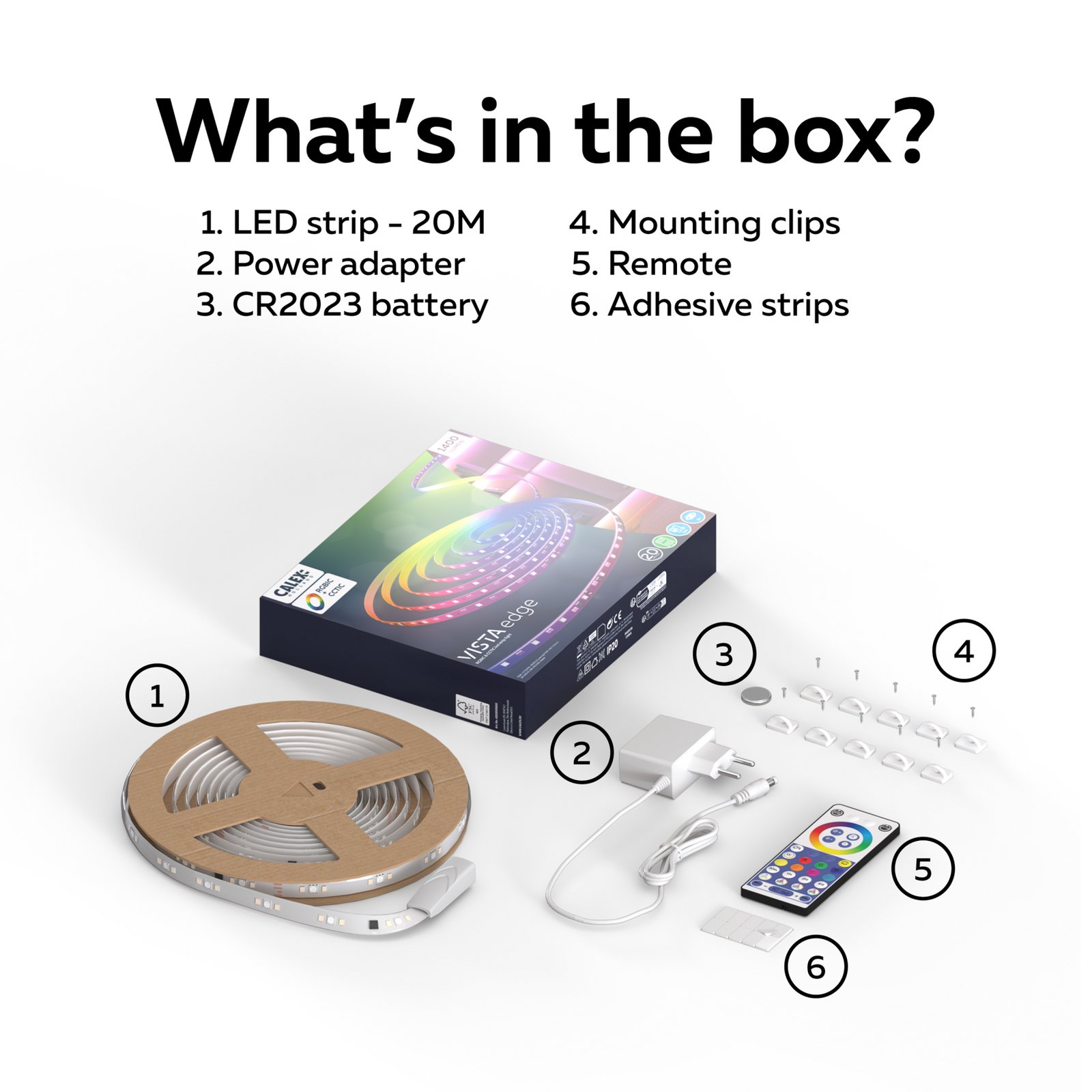 Striscia LED Calex Vista, lunghezza 20 m, RGB, telecomando CCT Striscia LED Calex Vista, lunghezza 20 m, RGB, telecomando CCT