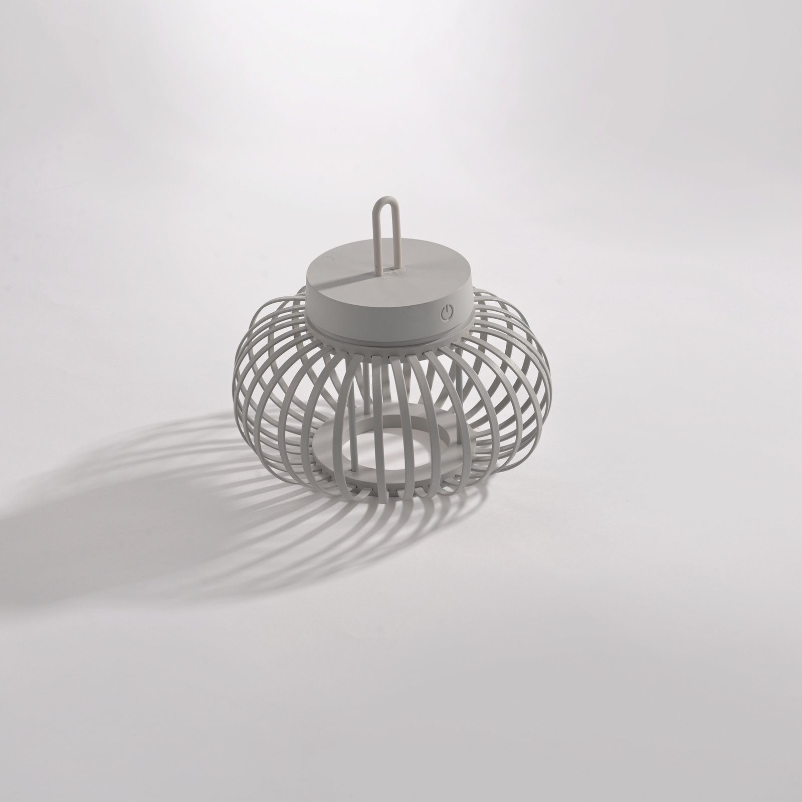 JUST LIGHT. Lampe de table LED rechargeable Akuba gris-beige 22cm bambou