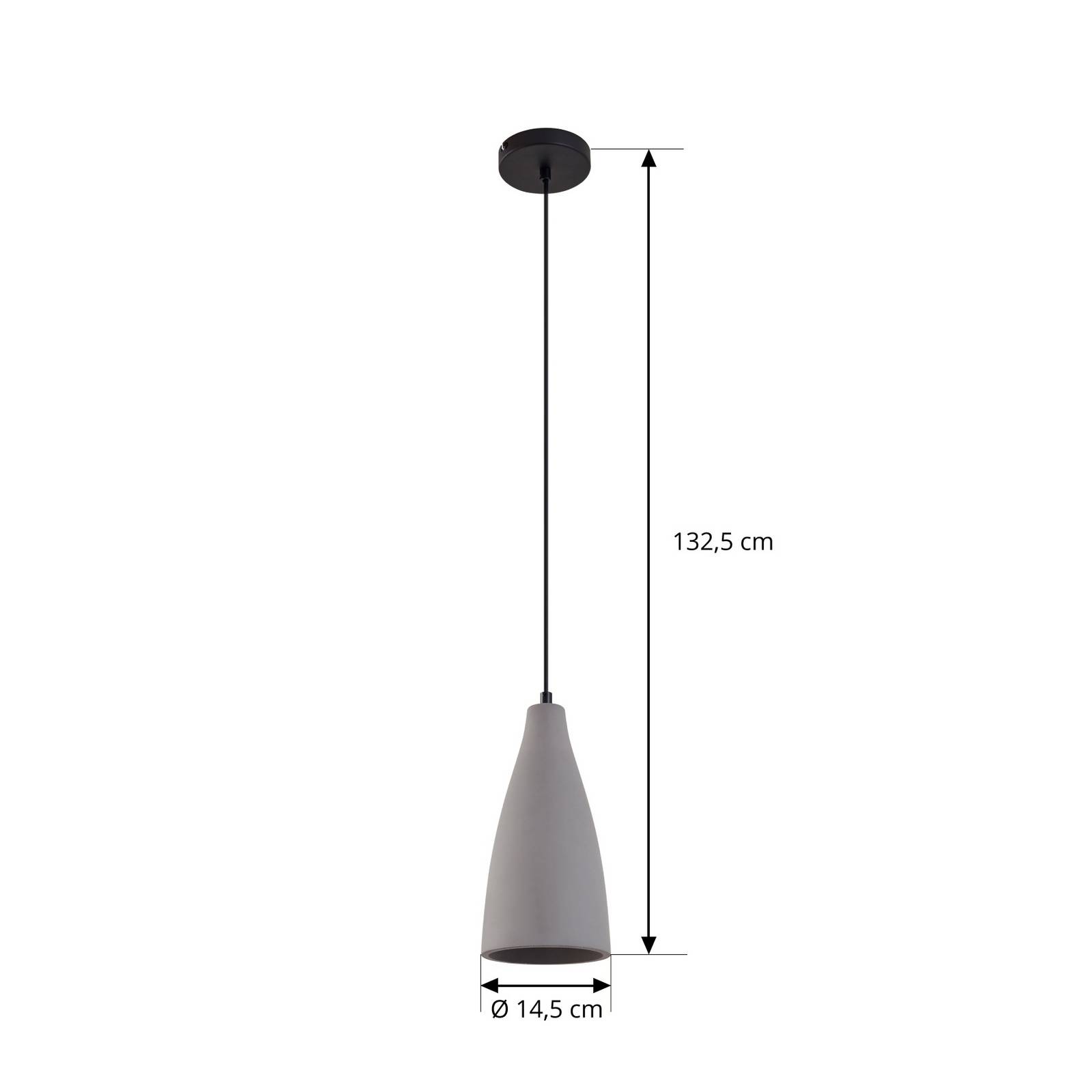 Lampa wisząca Lindby Sanne, szary, beton, Ø 15 cm, E27
