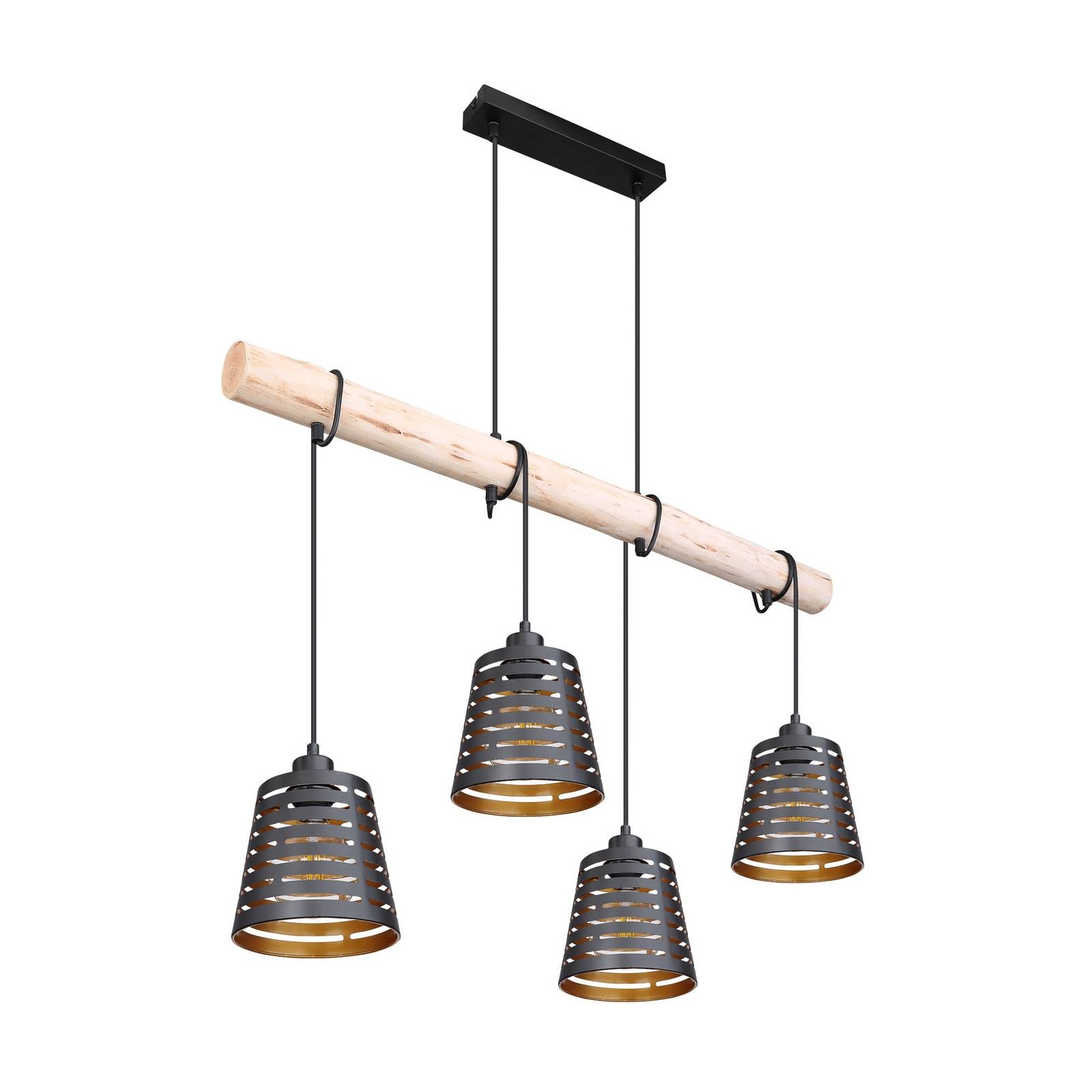 Hängeleuchte Ablona, Länge 85 cm, schwarz/goldfarben, Metall