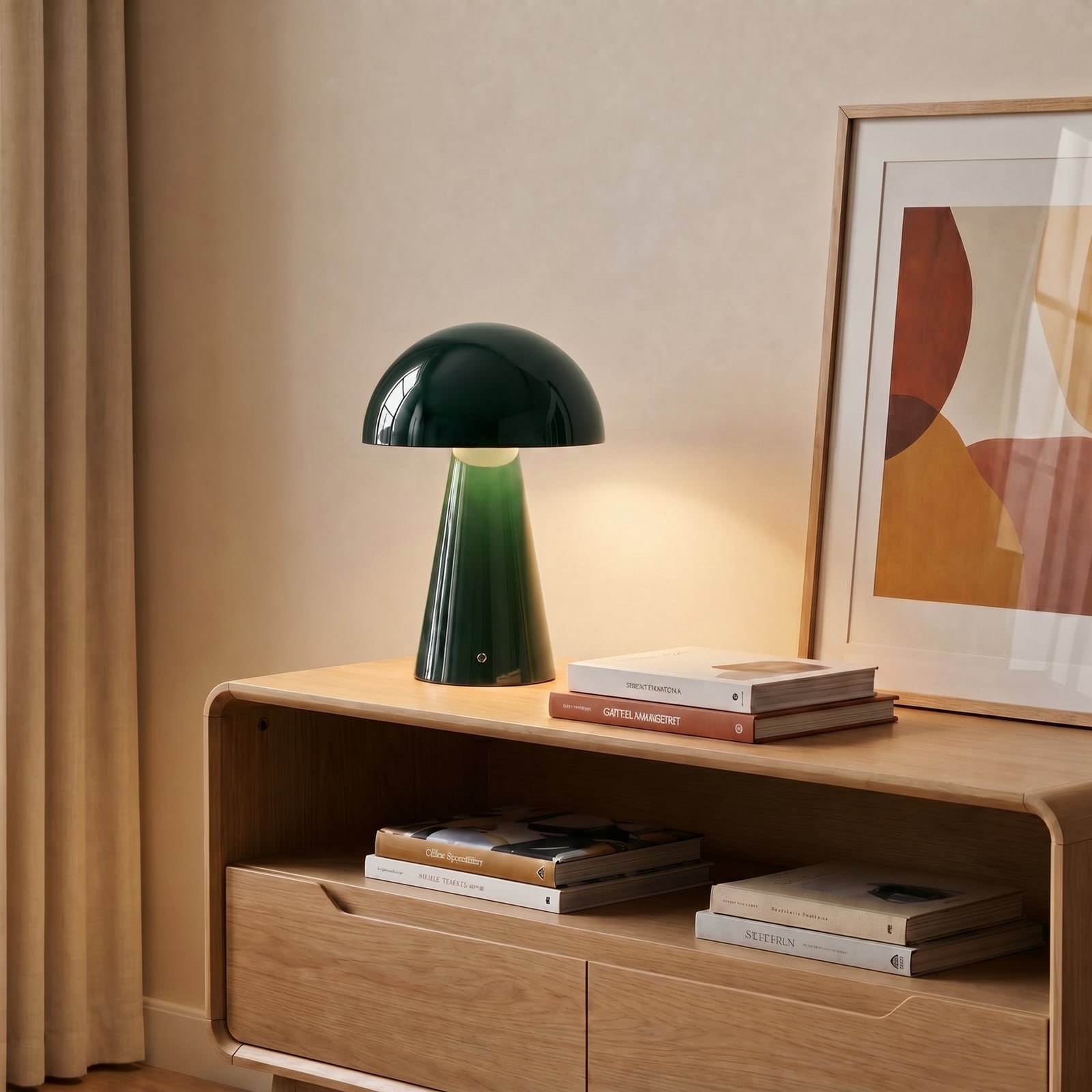 Lindby LED lampă de masă reîncărcabilă Nevijo, verde, Ø20 cm, USB, dimabil Lindby LED lampă de masă reîncărcabilă Nevijo, verde, Ø20 cm, USB, dimabil