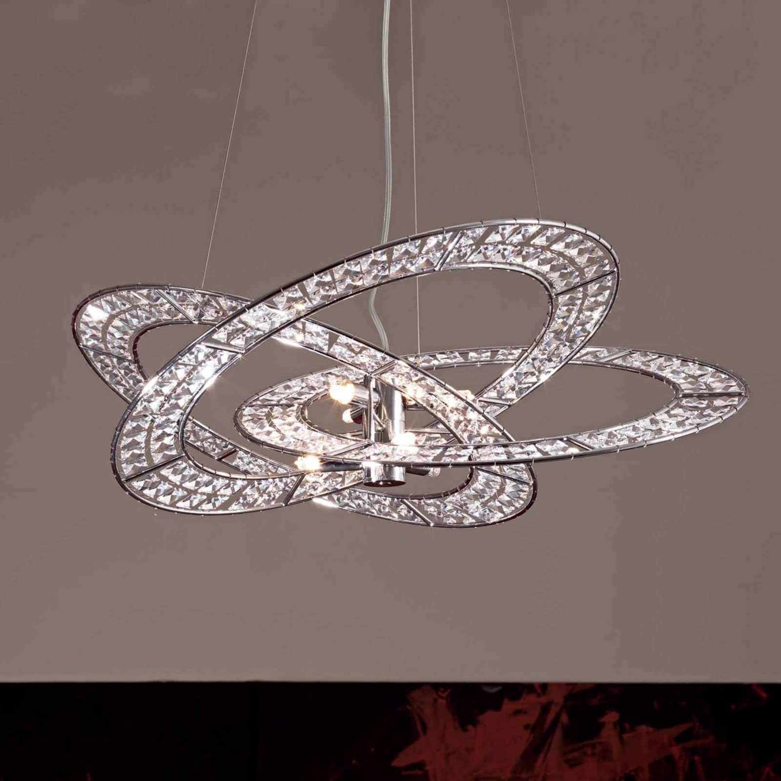 Marchetti Lampă suspendată Trilogy 6 becuri transp. - Camera de zi / sufragerie - design - transparent cromat - Cristal
