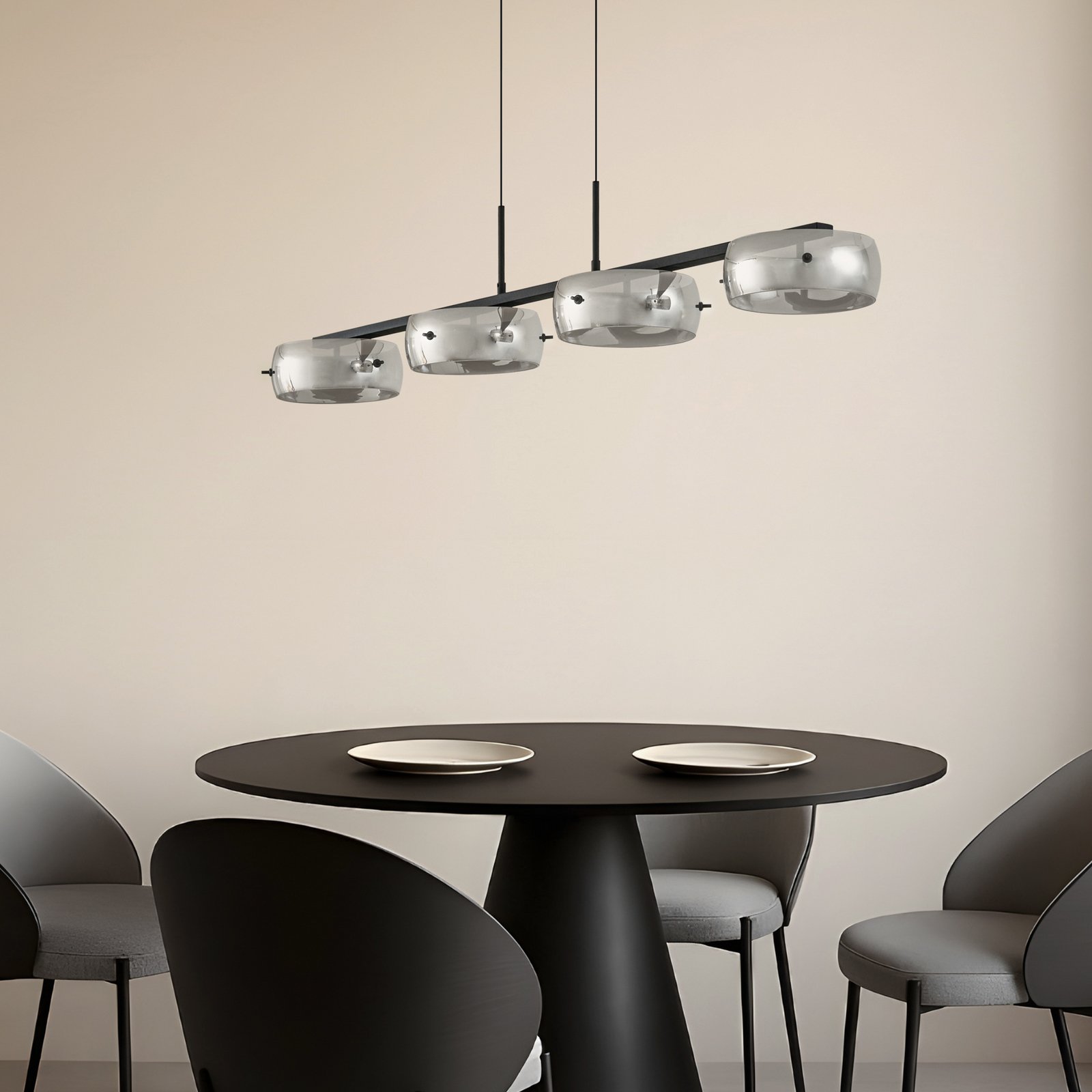 Lampă suspendată LED Lucande Martis, negru, 4 becuri, dimabil Lampă suspendată LED Lucande Martis, negru, 4 becuri, dimabil