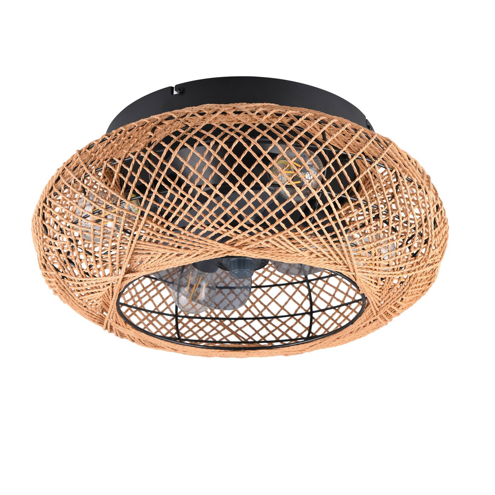 Boho Deckenleuchte LILLESAND Ø 50cm mit Ventilator und Fernbedienung