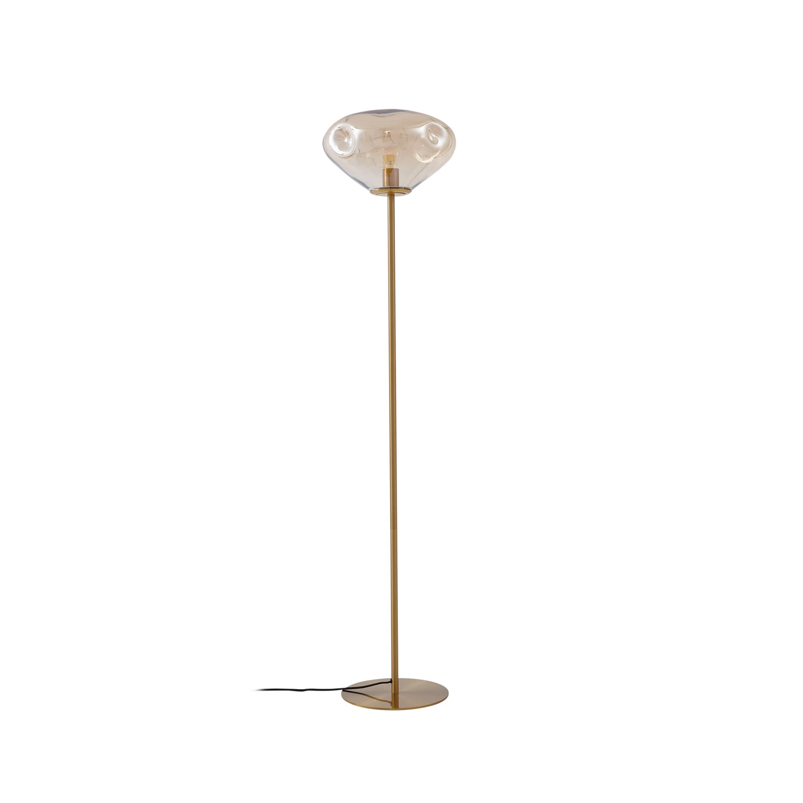 Lindby stovinis šviestuvas Lelia, gintaro spalvos, stiklas, metalas, 150 cm