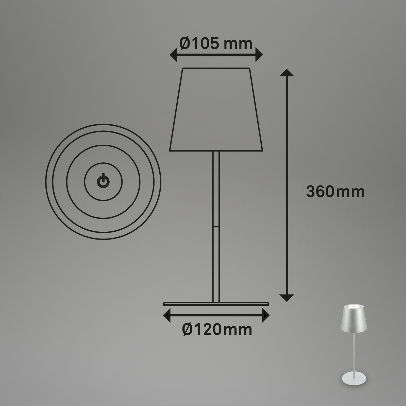 LED-Akku-Tischlampe 7508014 chrom matt 2.700 K IP44 Touchdim