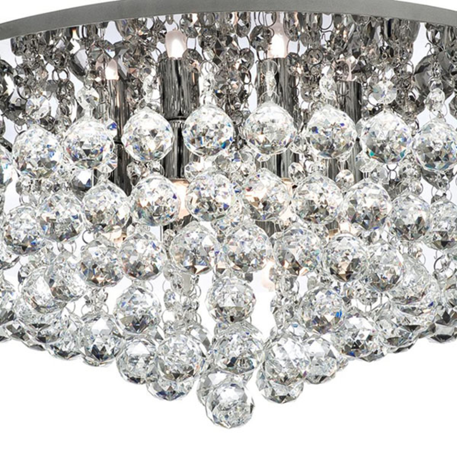Plafondlamp Hanna chroom glazen kristallen bollen