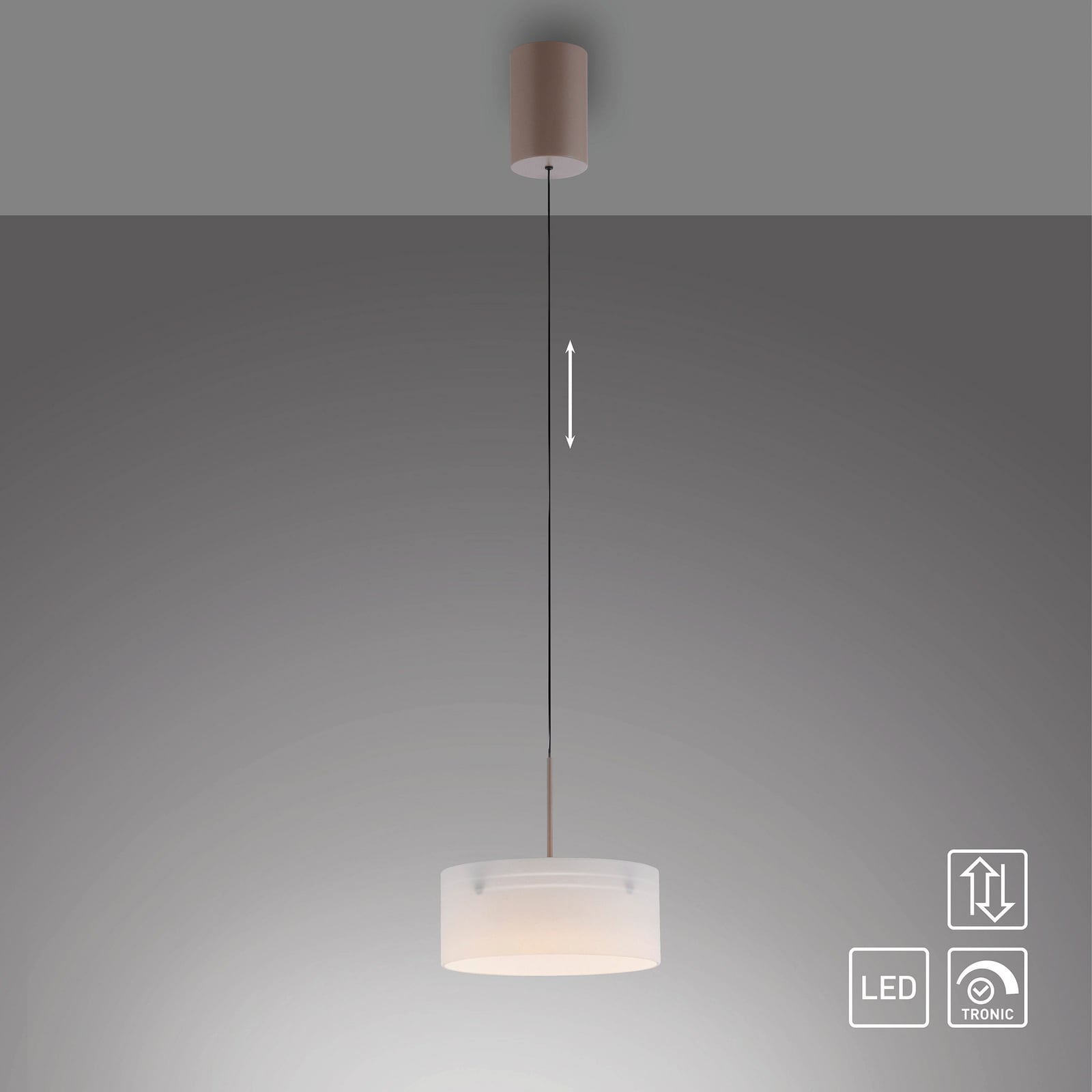 LED pakabinamas šviestuvas „MARIKA“, smėlio spalvos/baltas, skersmuo 20 cm,