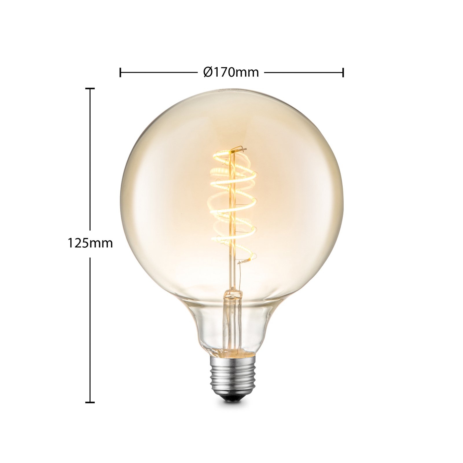Pære LED 4W Amber G125 Dimbar E27 - Lucande
