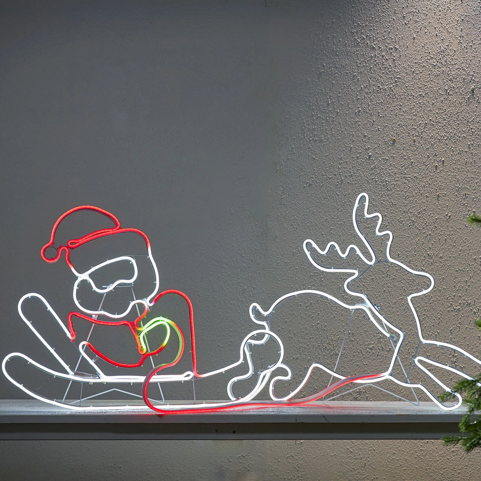 LED-Außendeko Neoled Rentierschlitten