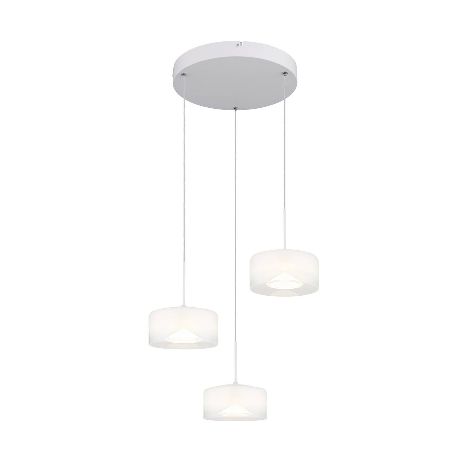 LED-Hängeleuchte Belinda, Ø 40 cm, weiß, 3-flg., Glas