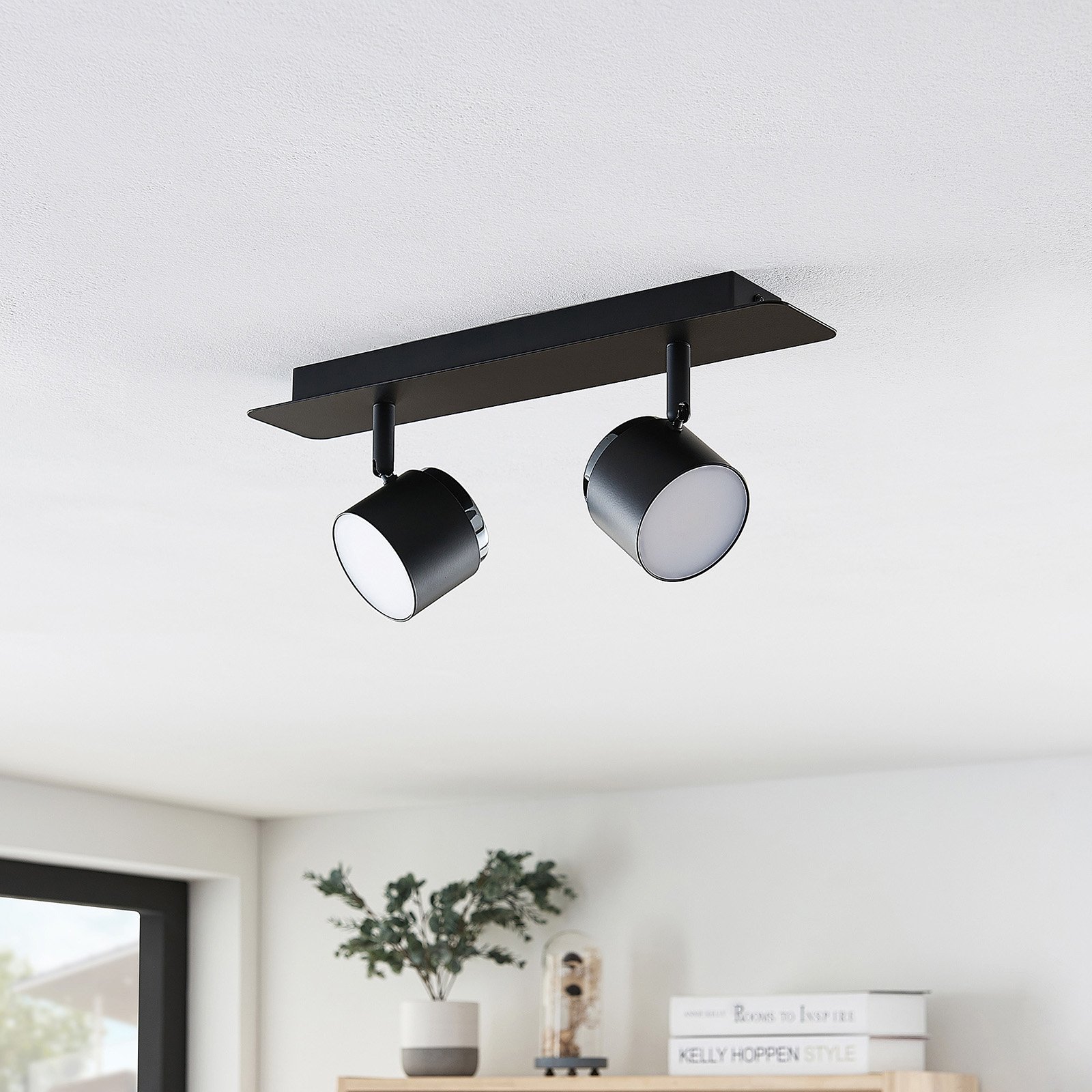 Lindby Marrie LED spot, zwart, 2-lamps, Board