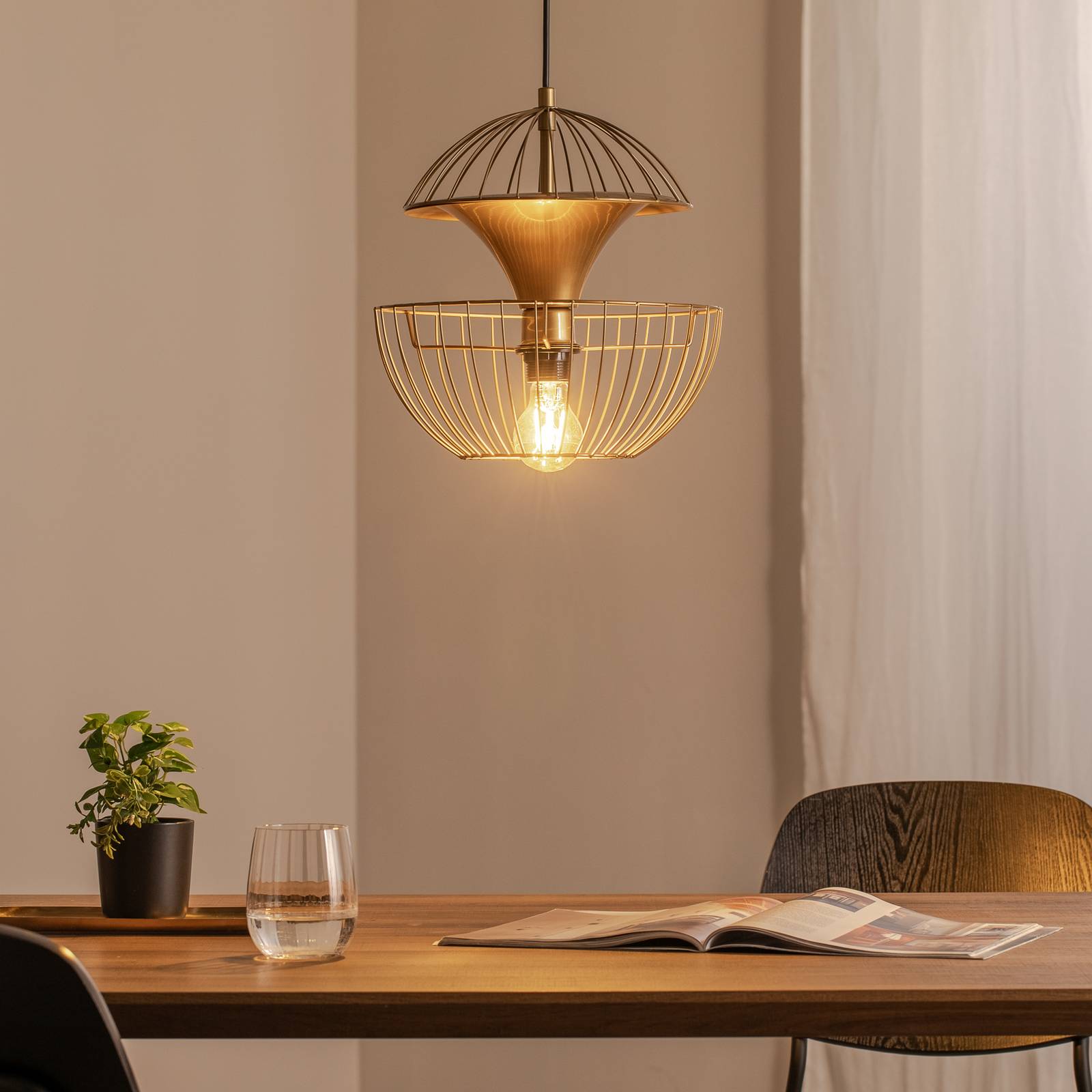 Hängeleuchte Telmander 11410, goldfarben, Metall, Ø 30 cm günstig online kaufen